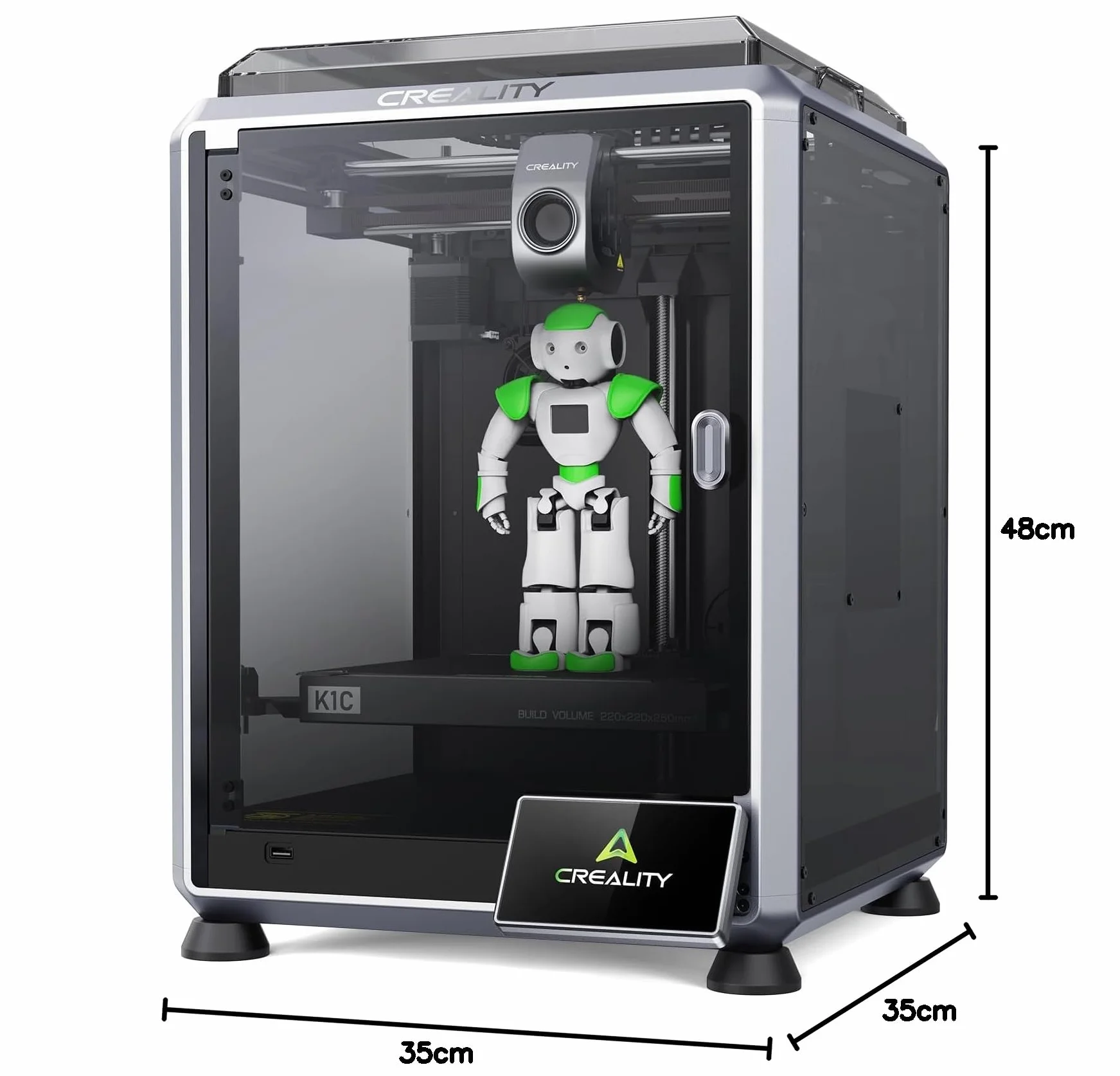 Creality K1C 3D-Drucker, Red Dot Auszeichnung, 600mm/s, K1 Upgrade 3D Printer mit AI-Kamera, 300°C Druckunterstützung, Kohlefaserfilamente, Automatische Nivellierung, 220x220x250mm für Einsteiger