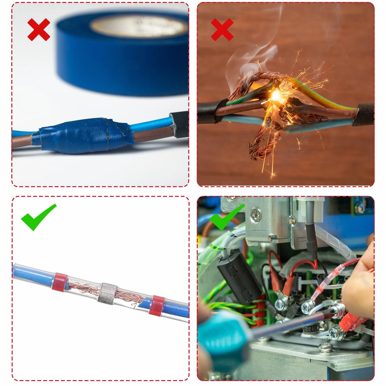 Złącze kablowe łącznik lutowniczy 22-18AWG czerwony 150 sztuk