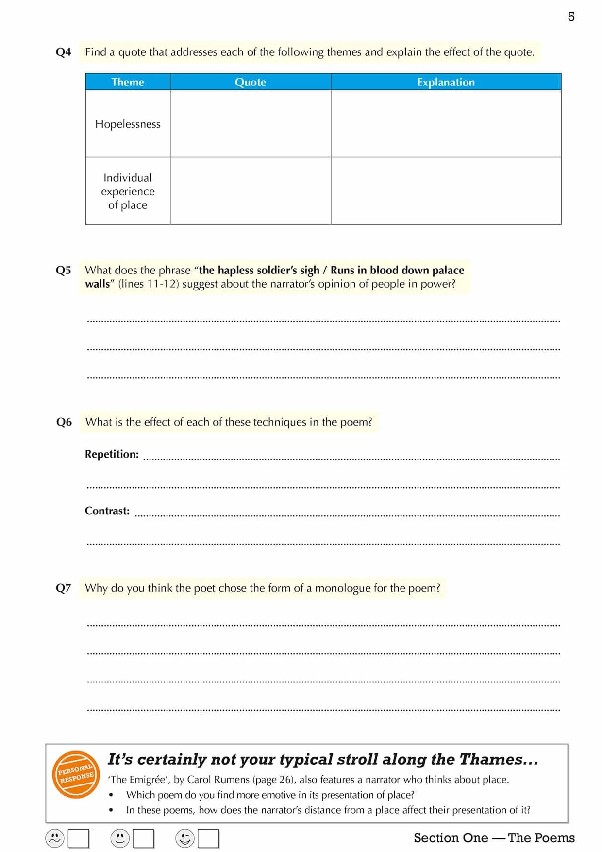 GCSE English Literature AQA Poetry Workbook: Power & Conflict Anthology (includes Answers)