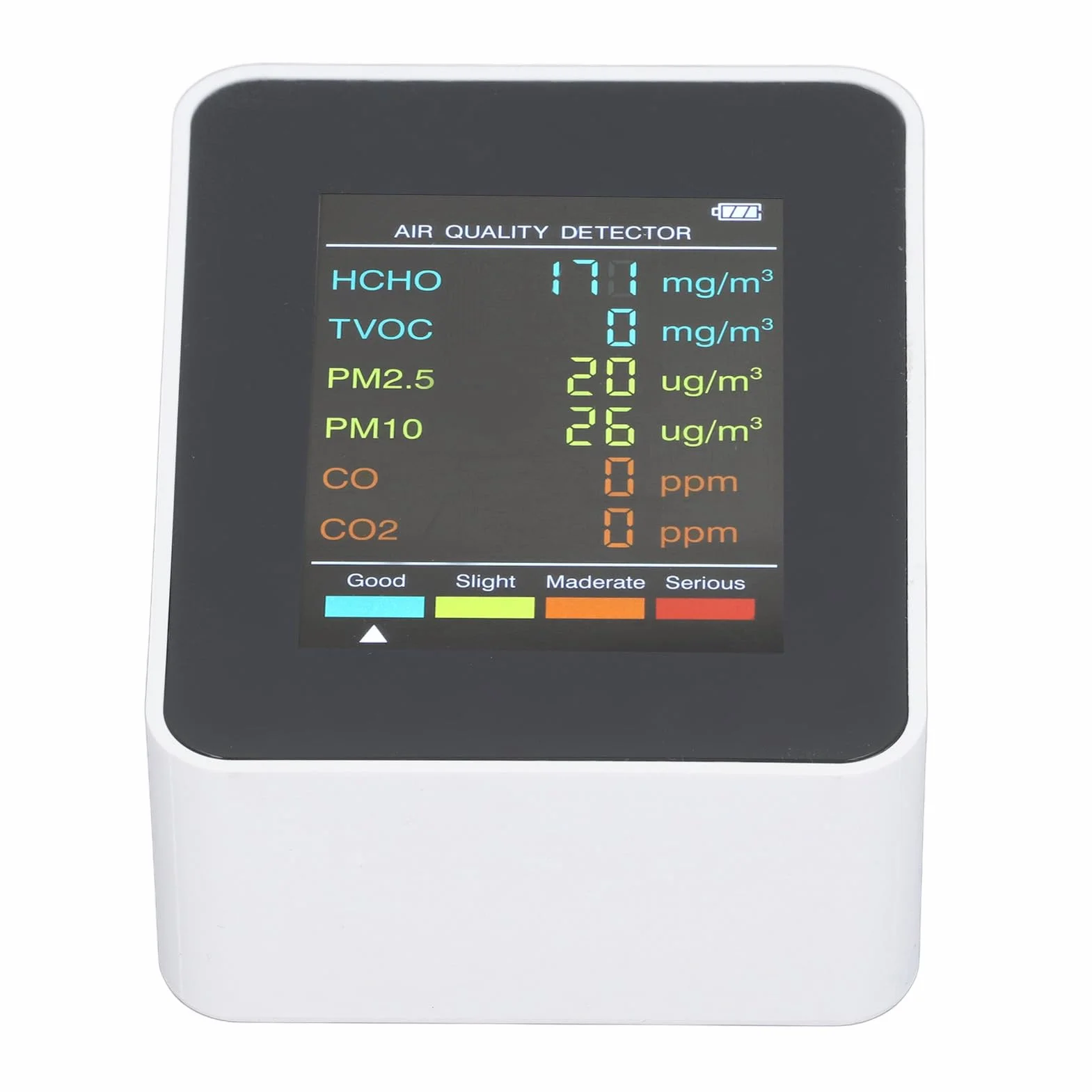Inteligentny Monitor Jakości Powietrza 5 w 1 CO₂ TVOC HCHO PM2.5 PM10 USB LCD Tester Biały