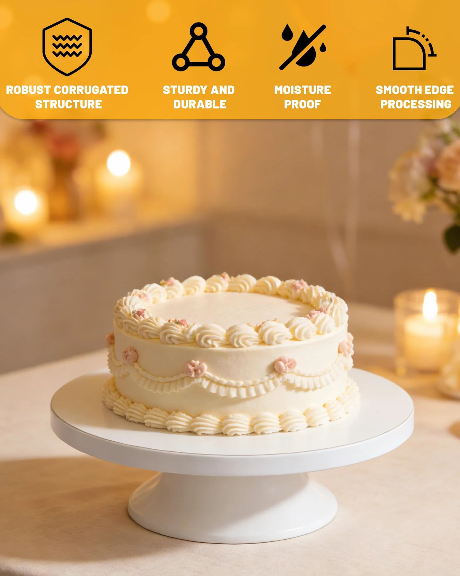6 sztuk okrągłych podstawek pod tort 25 cm (10 cali) grubość 12 mm wzmocnione i stabilne białe Cake Drum, wielokrotnego użytku idealne do transportu i prezentacji tortów i deserów