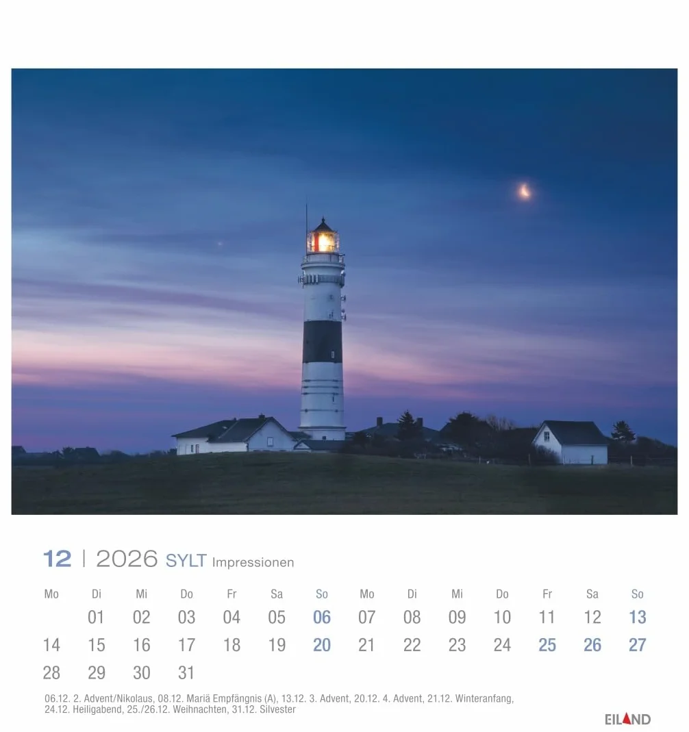 Sylt Impressionen Postkartenkalender 2026: Die schönsten Seiten der Insel, Fotokalender mit monatlichen Postkarten