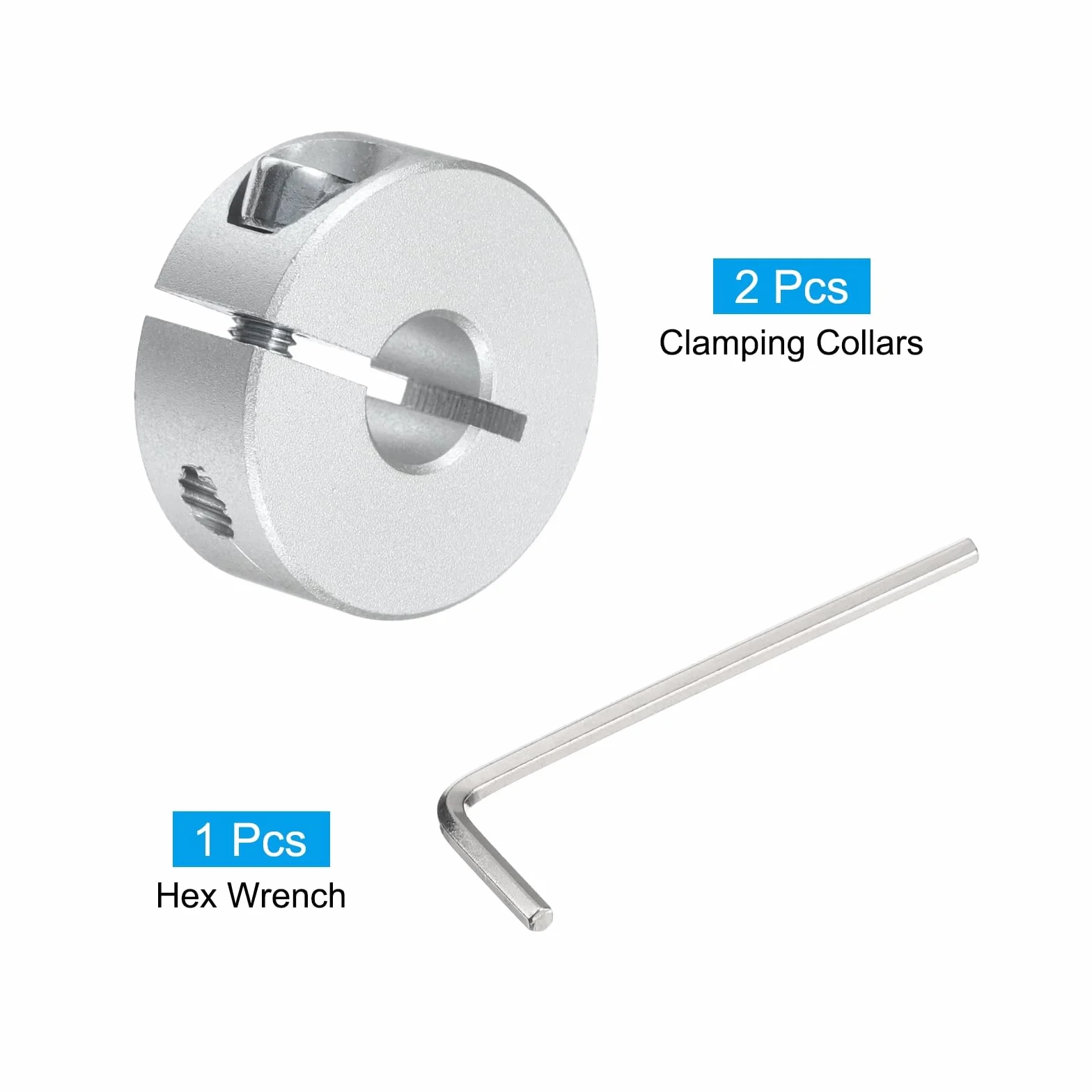 QUARKZMAN Zestaw kołnierzy dzielących pojedynczy wałek 8 mm, jedna sztuka 2 szt. Kołnierze blokujące 25 mm OD, 10 mm grubość, kołnierz blokujący stop aluminium ze śrubami mocującymi M4 i jednym