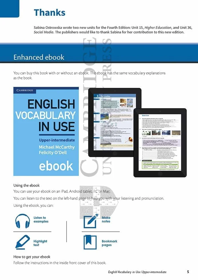 English Vocabulary in Use Upper-Intermediate Book with Answers and Enhanced eBook: Vocabulary Reference and Practice