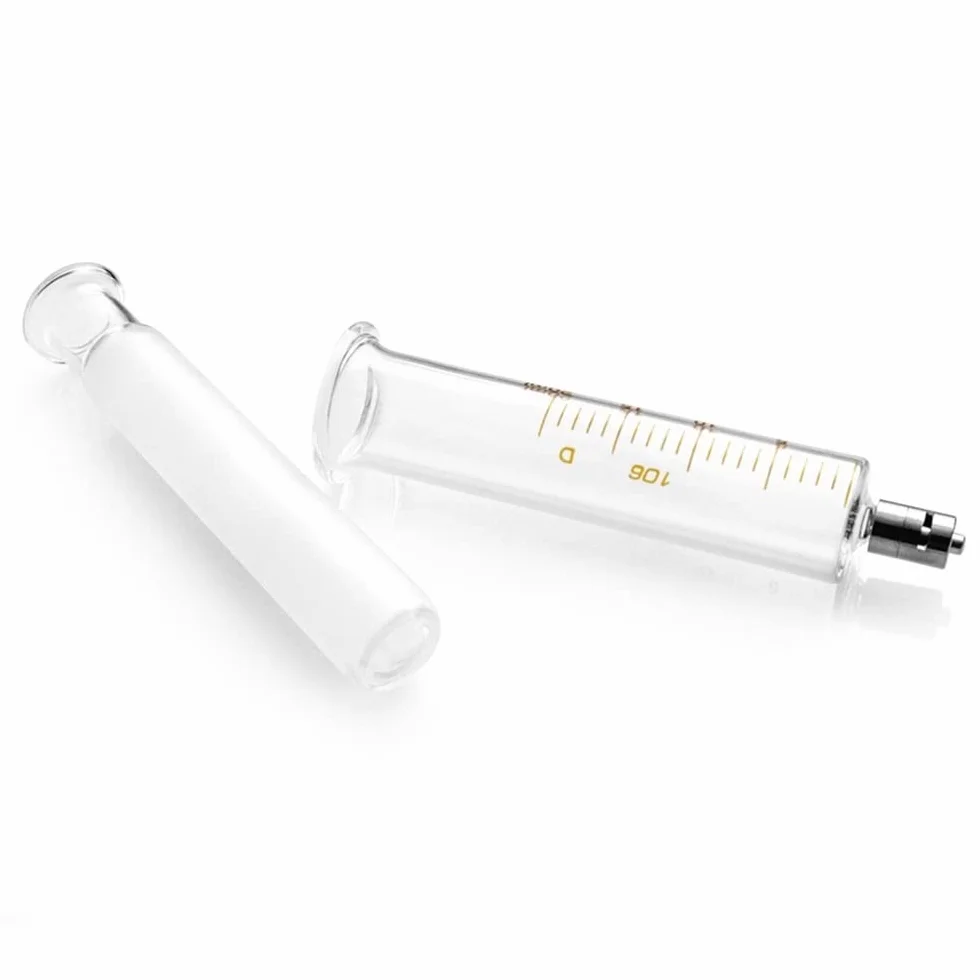 Szklana strzykawka Luer Lock 100 ml wielokrotnego użytku, metalowy kaliber wtryskiwacz laboratoryjny