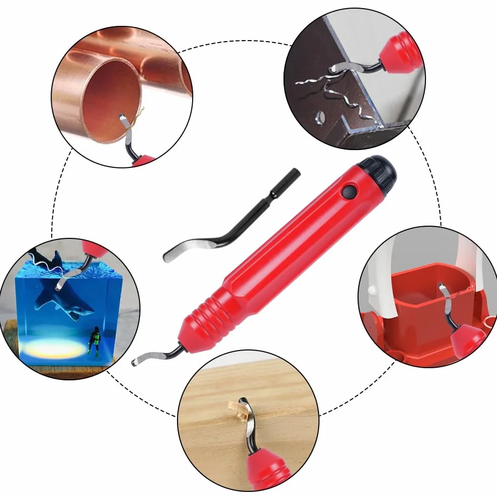 flintronic Uniwersalne narzędzie do usuwania zadziorów, z 10 zapasowymi ostrzami, obracane o 360°, narzędzie tnące do drukarki 3D, tworzywo sztuczne, aluminium i stal nierdzewna (1 narzędzie + 10