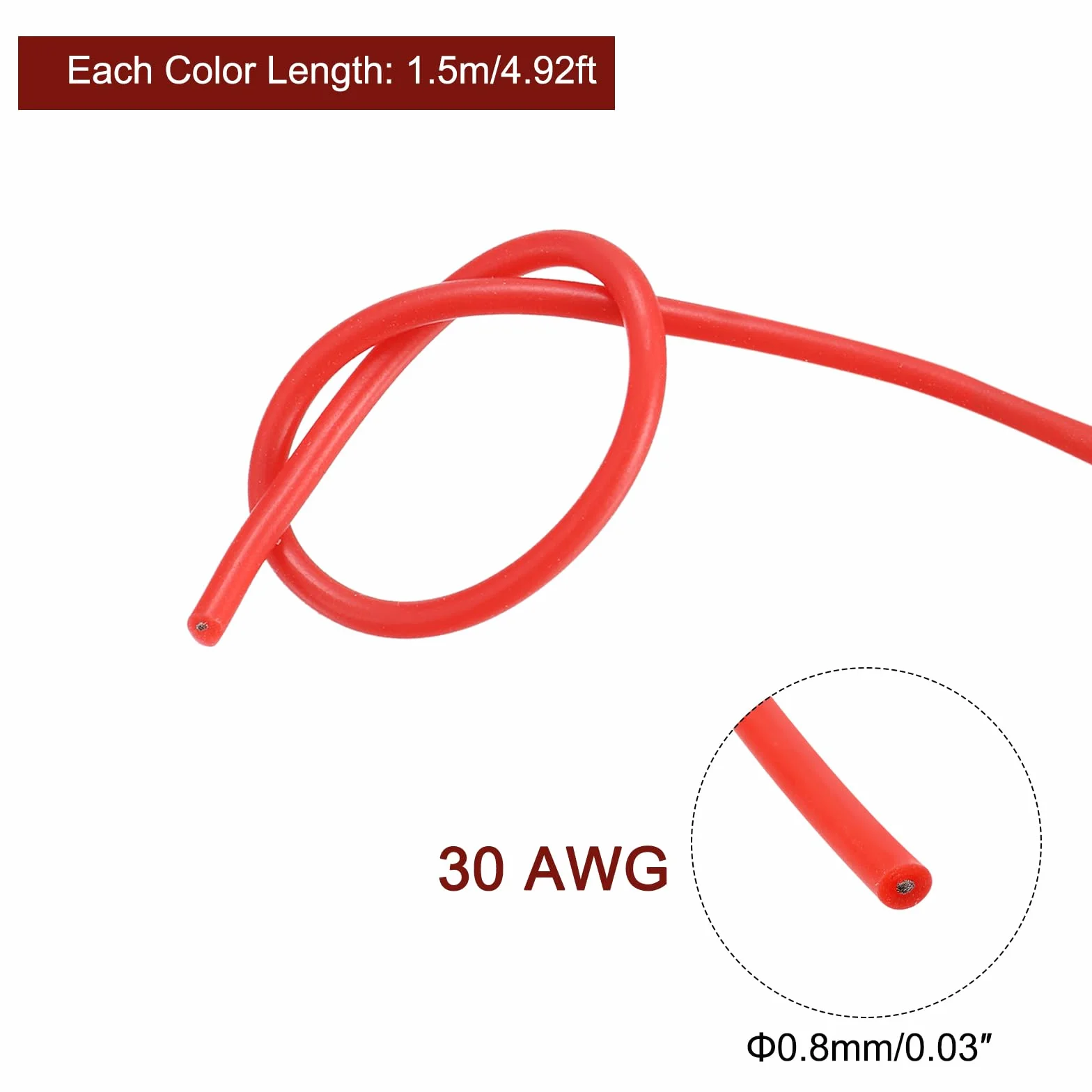 Kabel silikonowy 30 AWG 5 żył 1,5 m ocynowany drut miedziany wysokiej temperatury sourcing map
