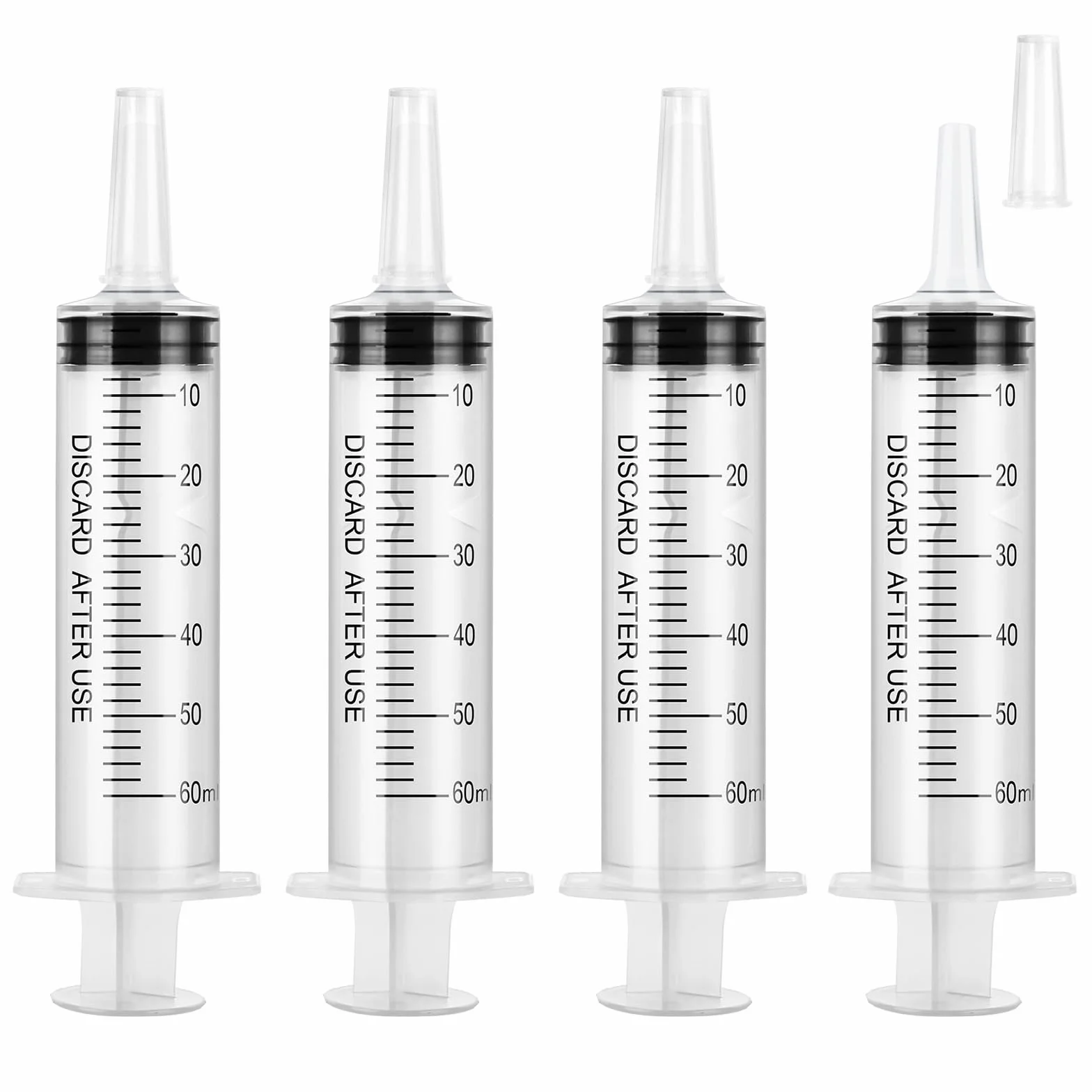 OFFCUP 60ml Plastikowa strzykawka, 4 sztuki jednorazowych strzykawek, duża strzykawka do transferu płynów