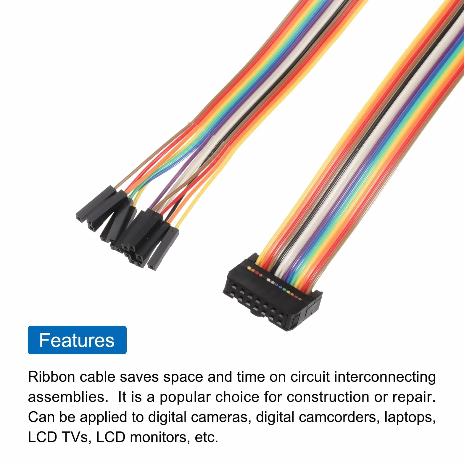 QUARKZMAN IDC kabel tęczowy płaski FC gniazdo 14Pin 0.5m 2.54 mm Pitch Dupont Breadboard Jumper przewody