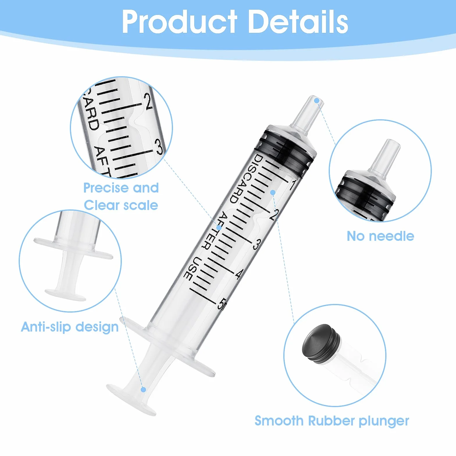 Zestaw strzykawek bezigłowych 1 ml 3 ml 5 ml 10 ml 20 ml z tworzywa sztucznego do precyzyjnego dozowania płynów