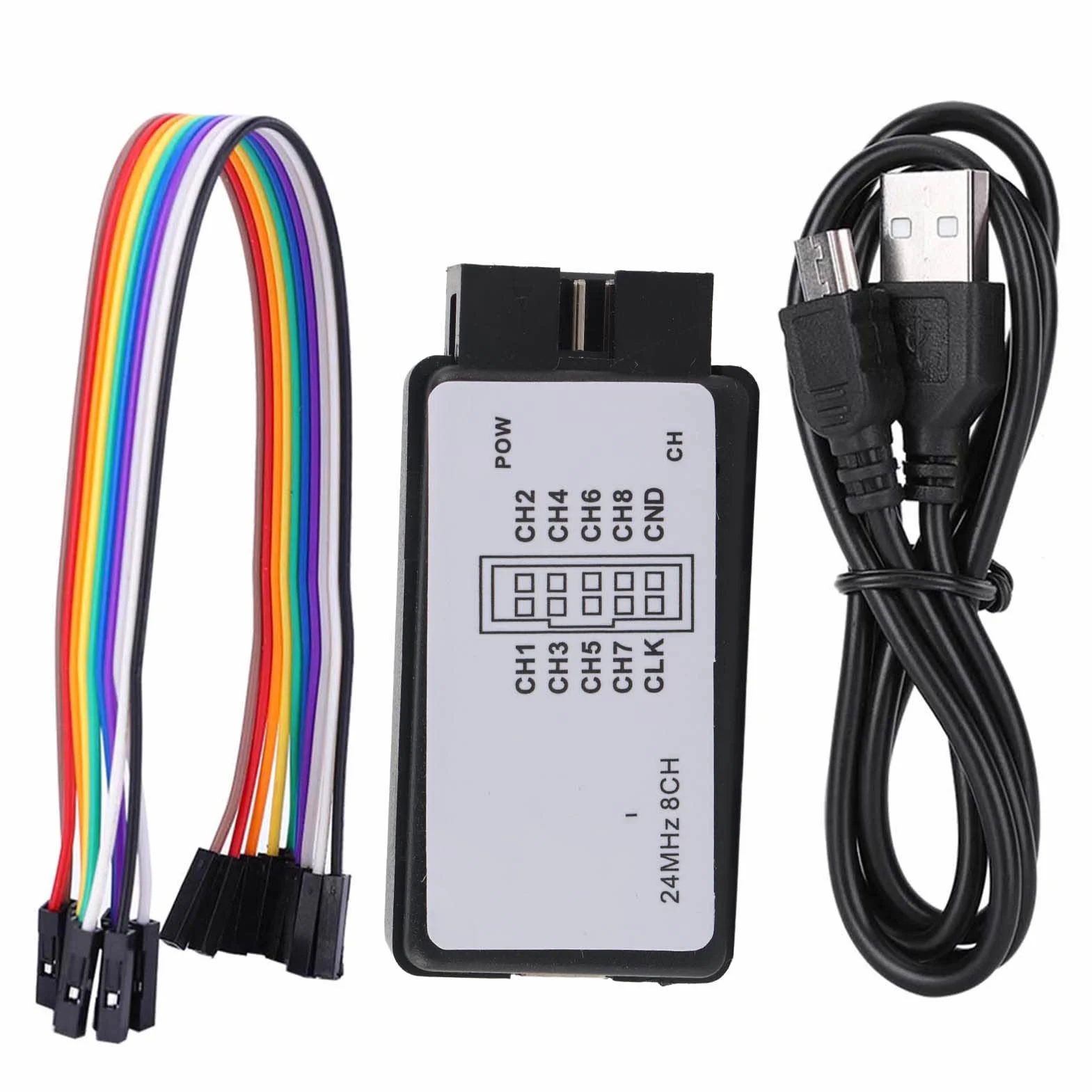 Zestaw USB Logic Analyzer Mini Digital Pocket Size 8-kanałowa pamięć wejściowa 24 MHz do wielu funkcji dekodowania