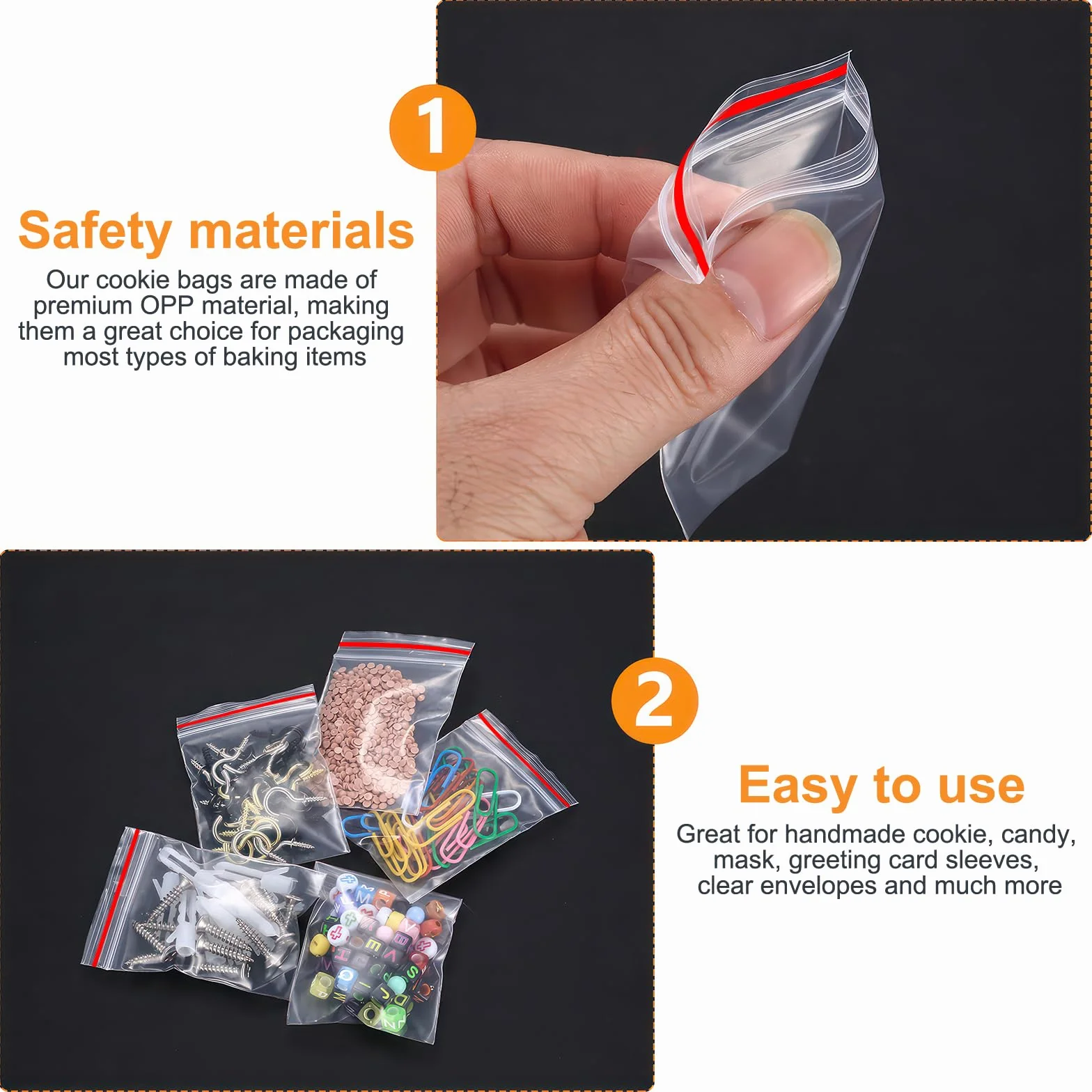 400 torebek strunowych, małe torebki plastikowe z zamknięciem, 5 x 7 cm wielokrotnego zamykania, plastikowe torebki na zamek błyskawiczny, przezroczyste małe torebki zamykane