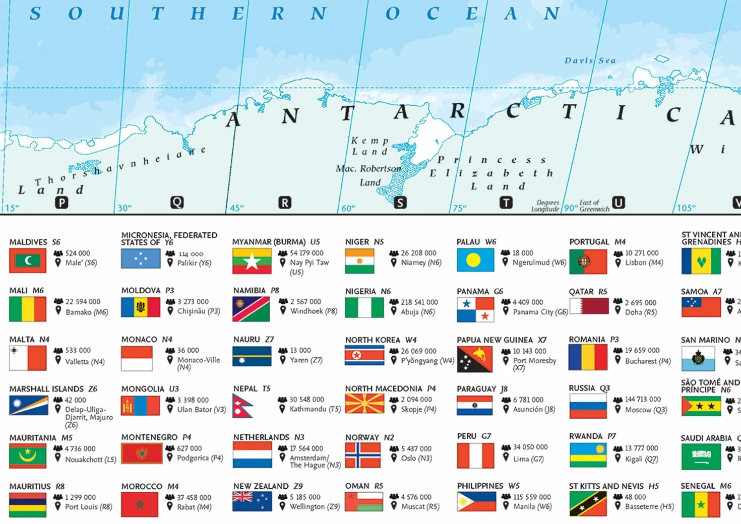 Collins Large World Wall Paper Map 70 x 91.5 cm with Flags