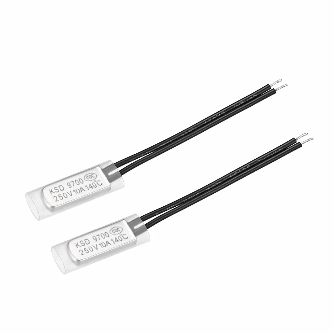 sourcing map 2 szt. KSD9700 termostat 140℃ N.C 10A metal bimetal przełącznik kontrolny temperatury