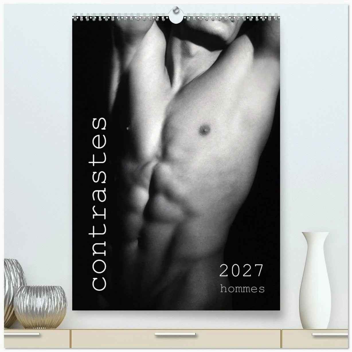 contrastes hommes (Calendrier mural haut de gamme 2027 DIN A2 horizontal), CALVENDO calendrier mensuel: Calendrier mensuel avec 13 photos en noir et blanc avec du nu artistique masculin