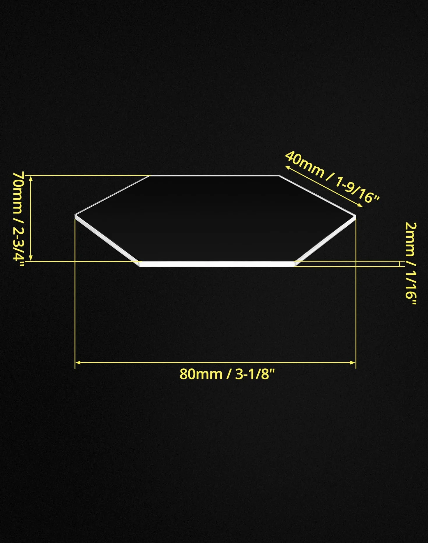 QWORK® 80 szt. Przezroczyste sześciokątne arkusze akrylowe, na ślub, imprezę, ramkę na zdjęcia, wyświetlacz rękodzieła, 8x7 cm, grubość 0,2 cm