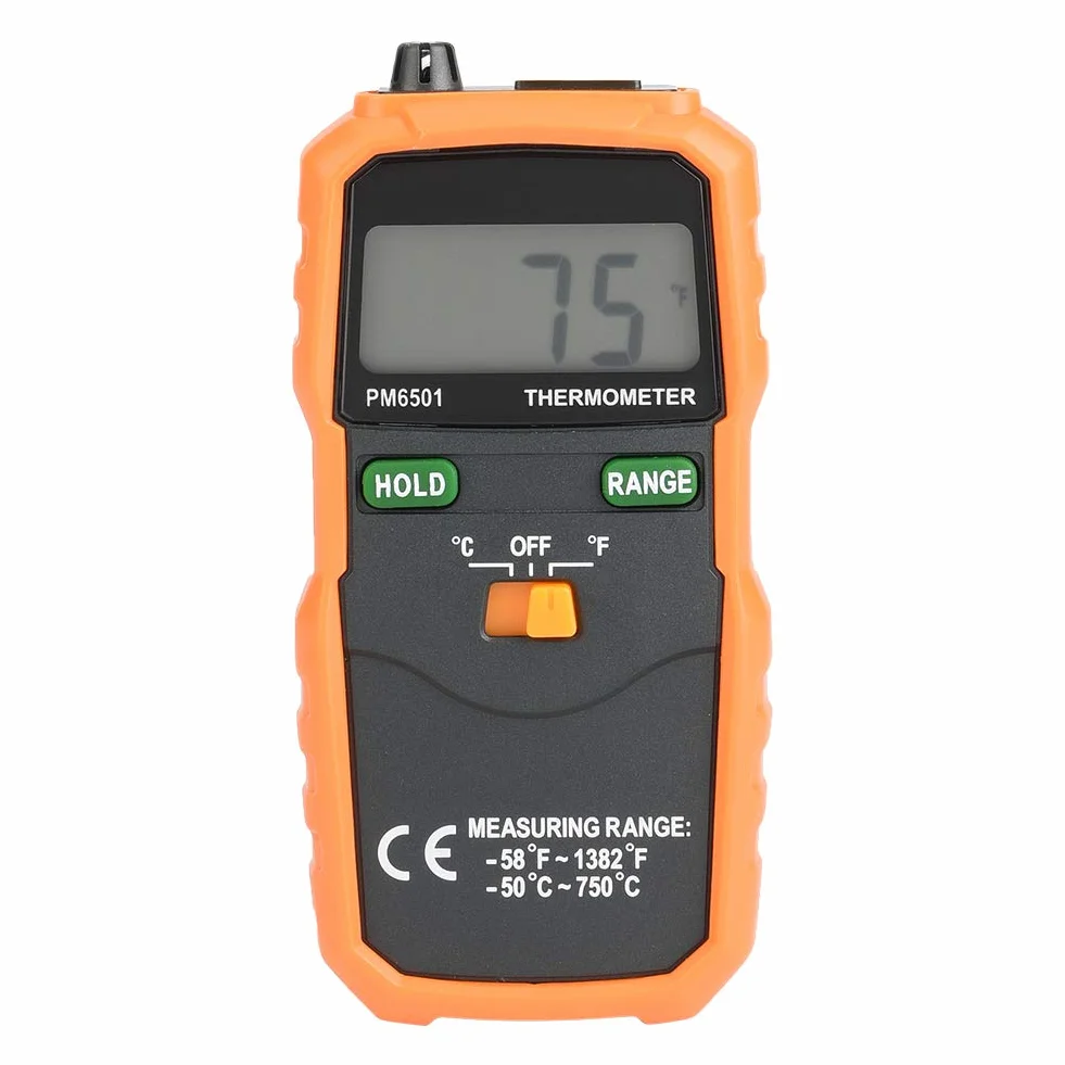 Termometr cyfrowy, cyfrowy termometr PEAKMETER PM6501 z sondą z termoparą typu K.