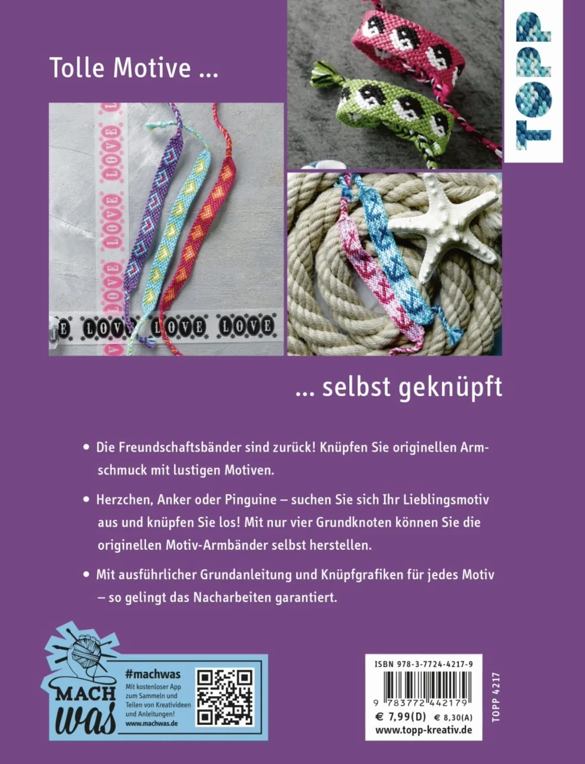 Freundschaftsbänder mit Motiven aus Wolle selbst geknüpft