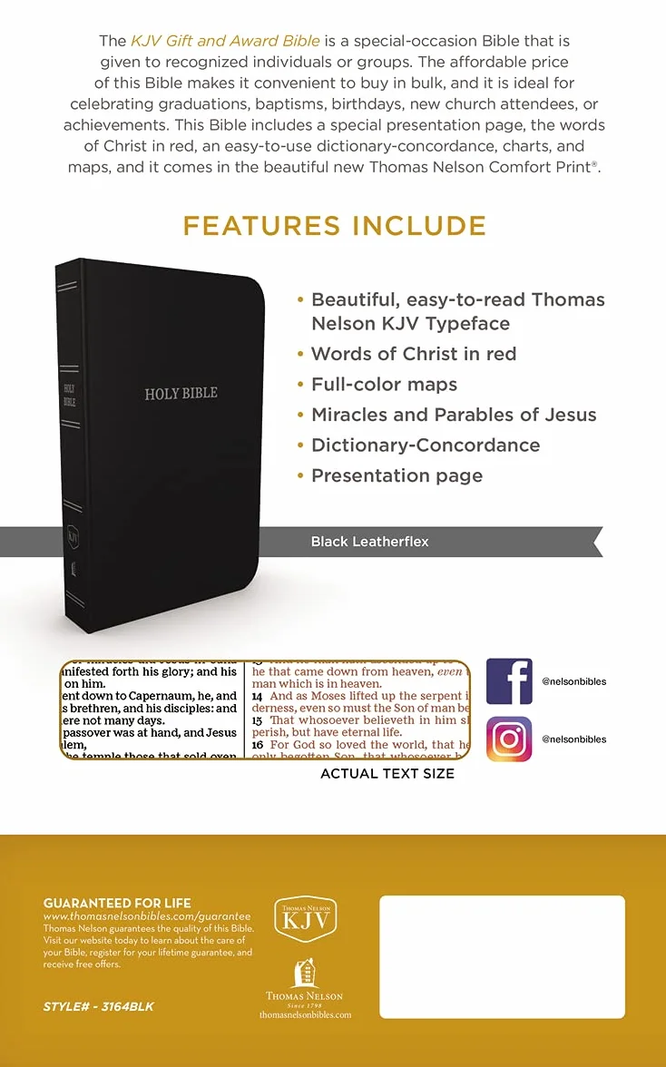 KJV Gift and Award Bible, Imitation Leather, Black, Red Letter Edition