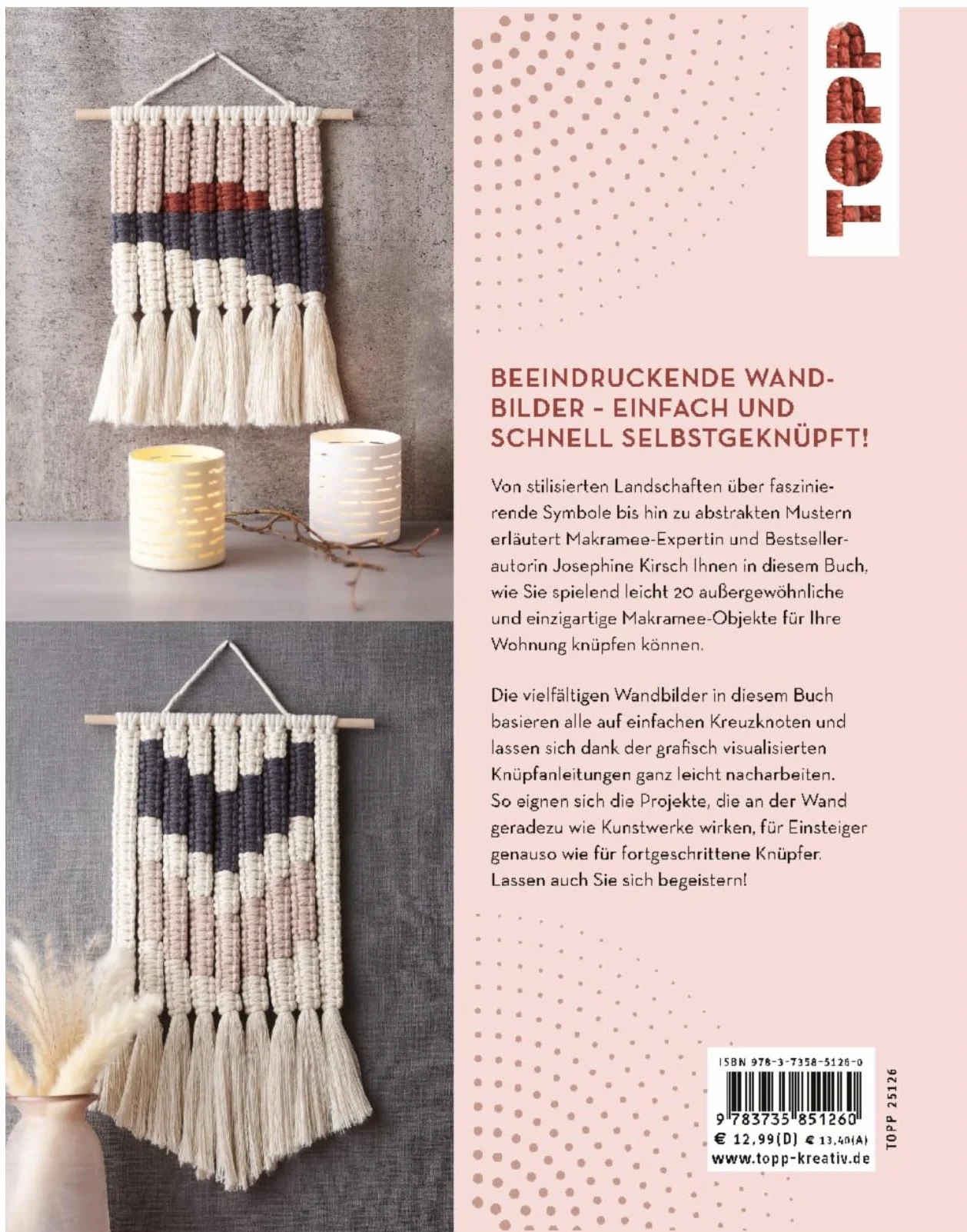 Makramee Wandbilder Kreuzknoten-Design Landschaften Muster Symbole Josephine Kirsch
