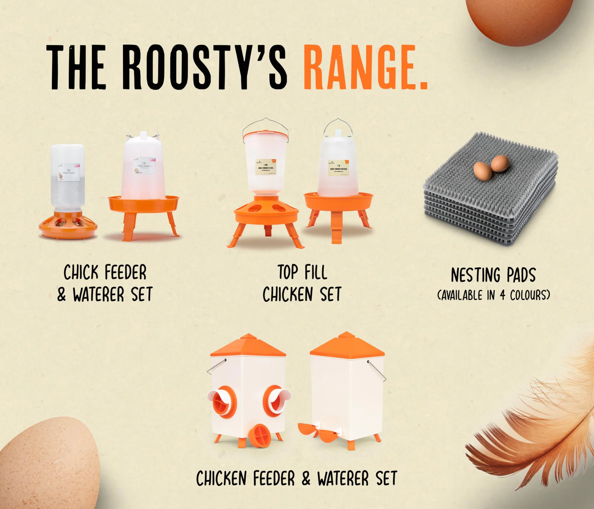 Roosty's zestaw karmnik i poidło dla kurczaków, 1 l, podajnik pokarmu dla kurczaków, 1,5 l, karmnik dla kurczaków i wiszące poidło do kurcząt, karmnik dla kaczek, karmnik dla przepiórek, zestaw