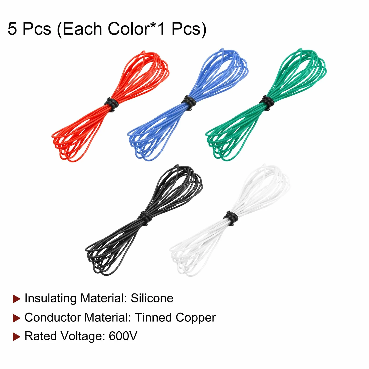 Kabel silikonowy 30 AWG 5 żył 1,5 m ocynowany drut miedziany wysokiej temperatury sourcing map