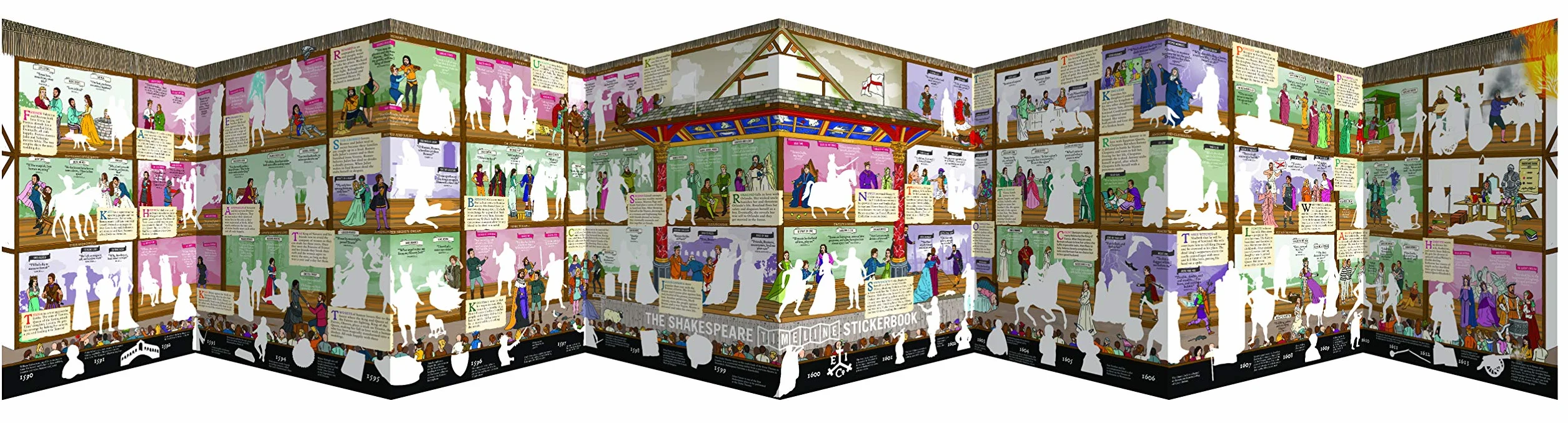 The Shakespeare Timeline Stickerbook: See All the Plays of Shakespeare Being Performed at Once in the Globe Theatre!: 2