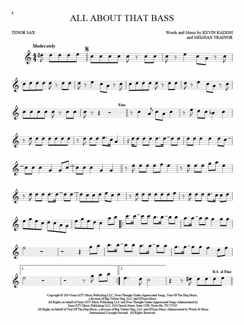 101 Hit Songs for Tenor Saxophone
