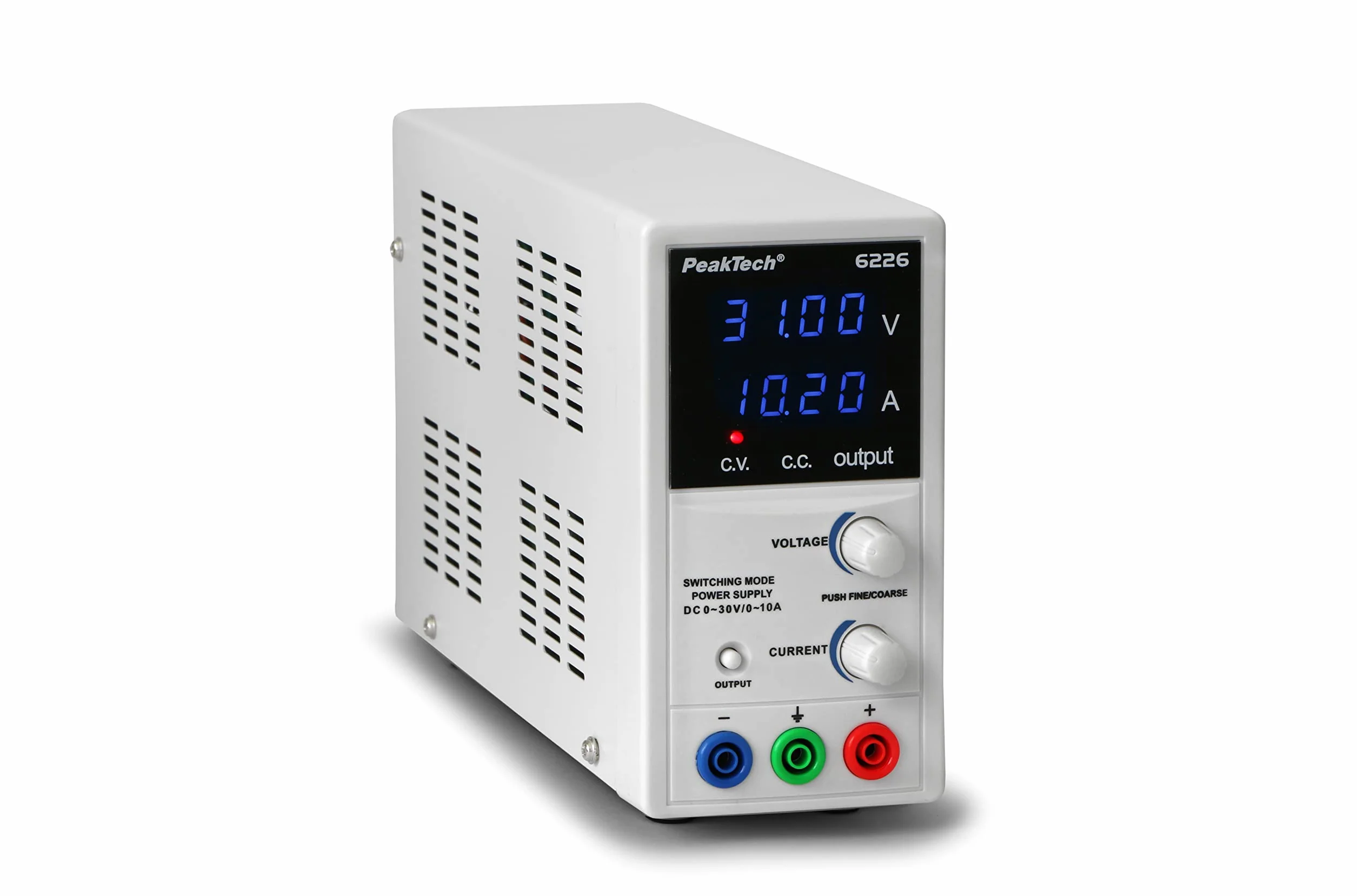 PeakTech 6226 - Laboratory Switching Mode Power Supply, DC 0-30 V/ 0-10 A, Adjustable 4 Digits Blue LED Display, Stabilized Switching Power Supply, Overload Protection and Short Circuit