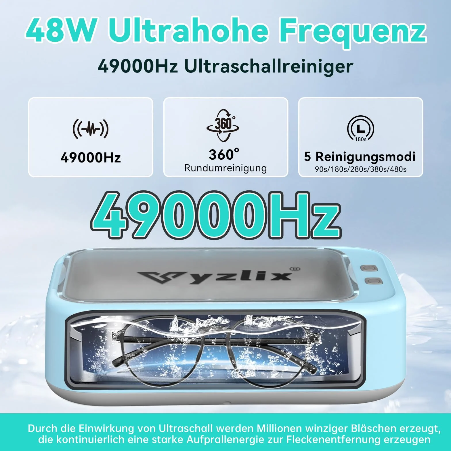 Ultradźwiękowe urządzenie czyszczące 640ml 49000 Hz 40W 5 trybów