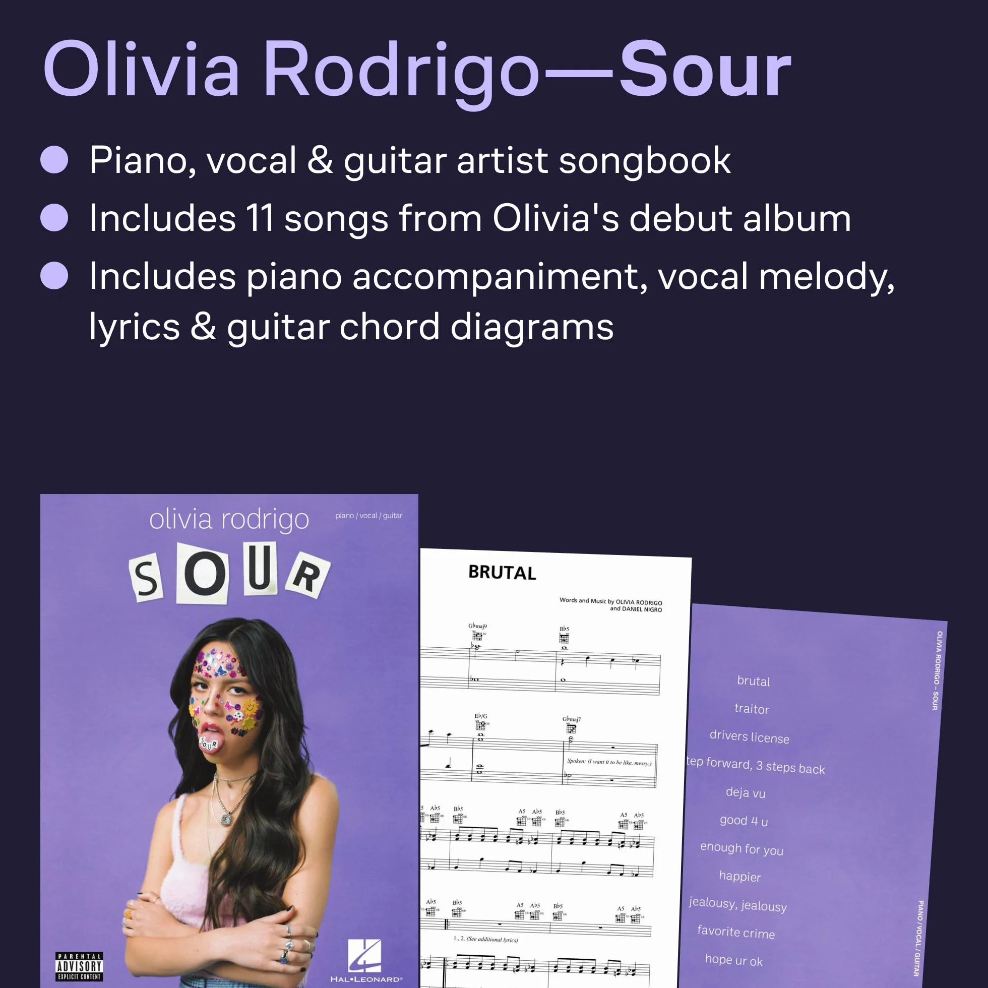 Olivia rodrigo - sour - piano, voix & guitare: Piano/Vocal/guitar
