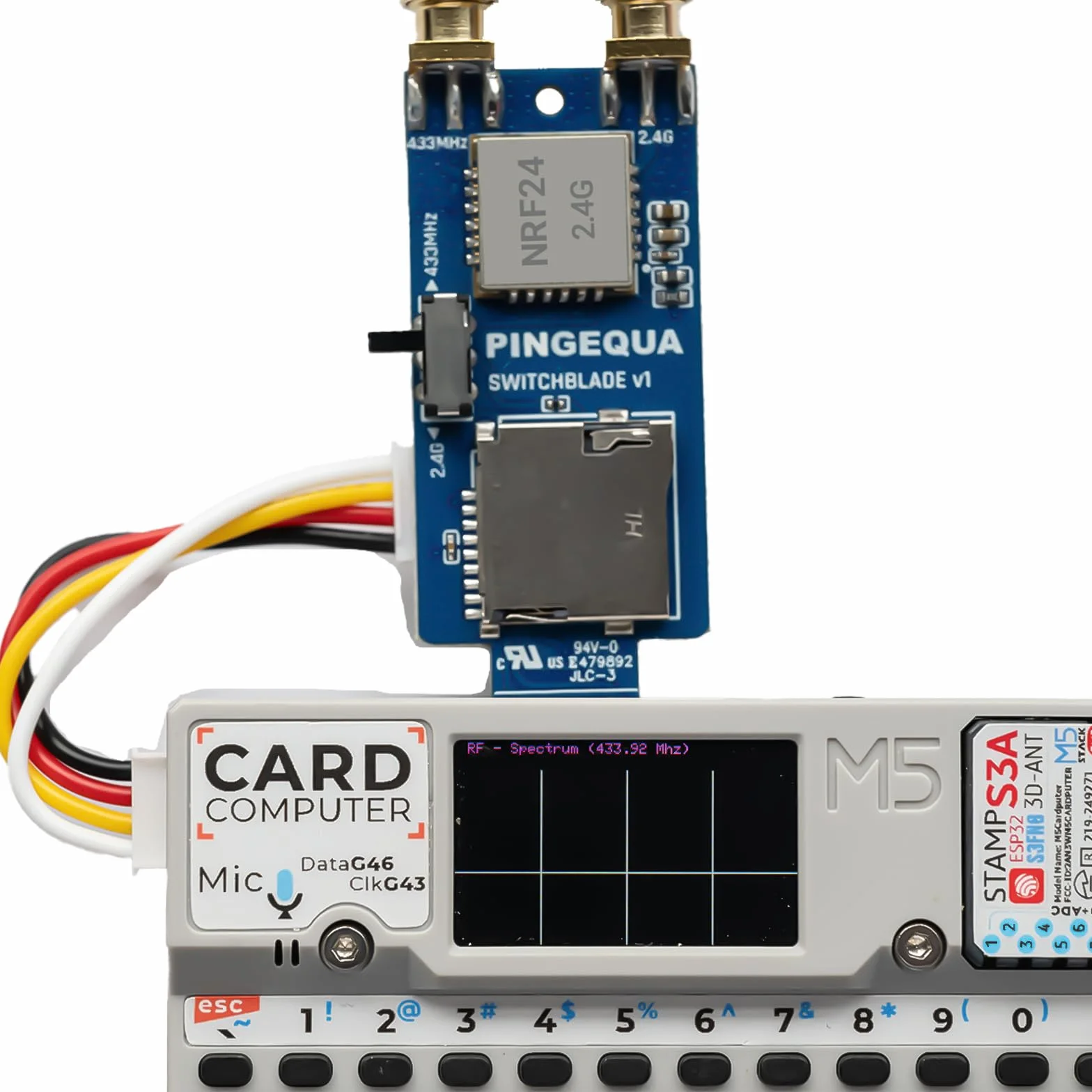 Karta M5Stack Cardputer RF 3 w 1, NRF24L01+ PA/LNA i CC1101 Sub-GHz Transceiver z gniazdem MicroSD - Moduł rozwoju Plug & Play IoT do analizy sygnału i szkolenia