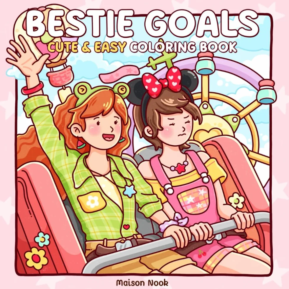 Cute & Easy Coloring Book for Adults and Teens: Heartwarming Friendship Scenes & Girly Moments