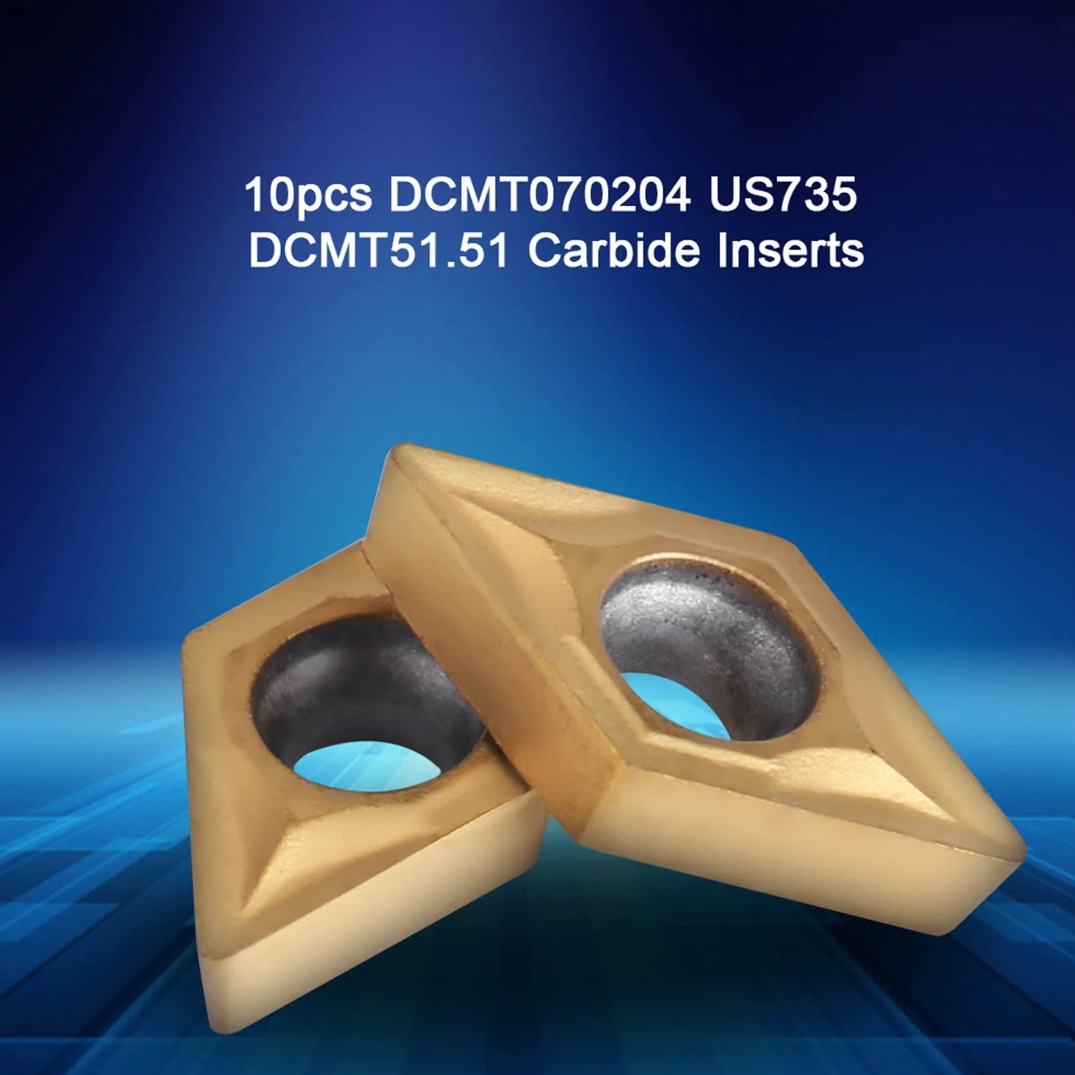 10 sztuk diamentowe frezy z węglika wolframu CNC wymienne tokarki frezarskie wkładki tokarskie z pudełkiem DCMT070204 US735 DCMT51.51 do stali