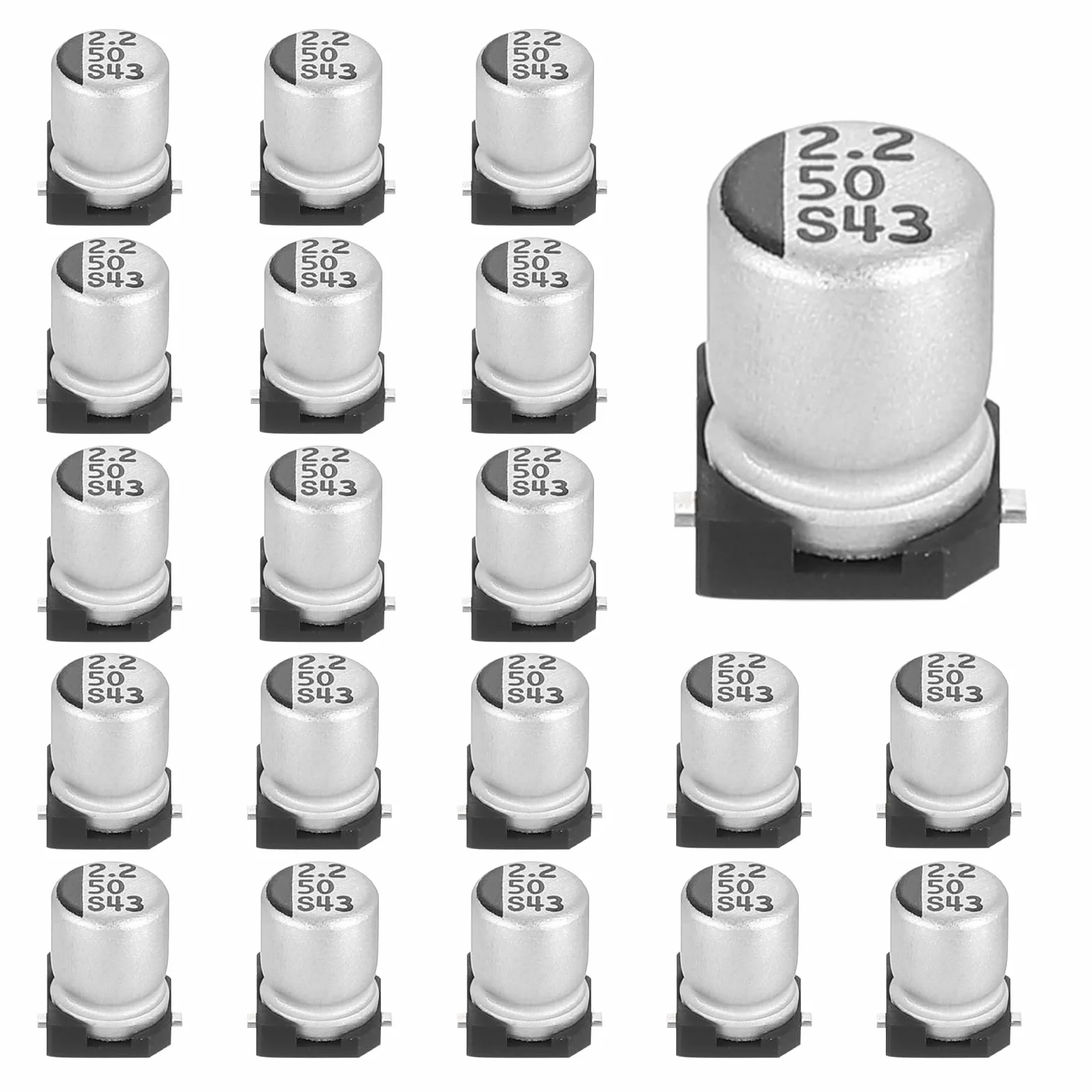 QUARKZMAN 2.2uF 50V Aluminiowe kondensatory elektrolityczne, kondensator elektrolityczny o niskiej impedancji do montażu powierzchniowego do obwodów telewizyjnych Projekty komputerowe, 4x5,4 mm, 20
