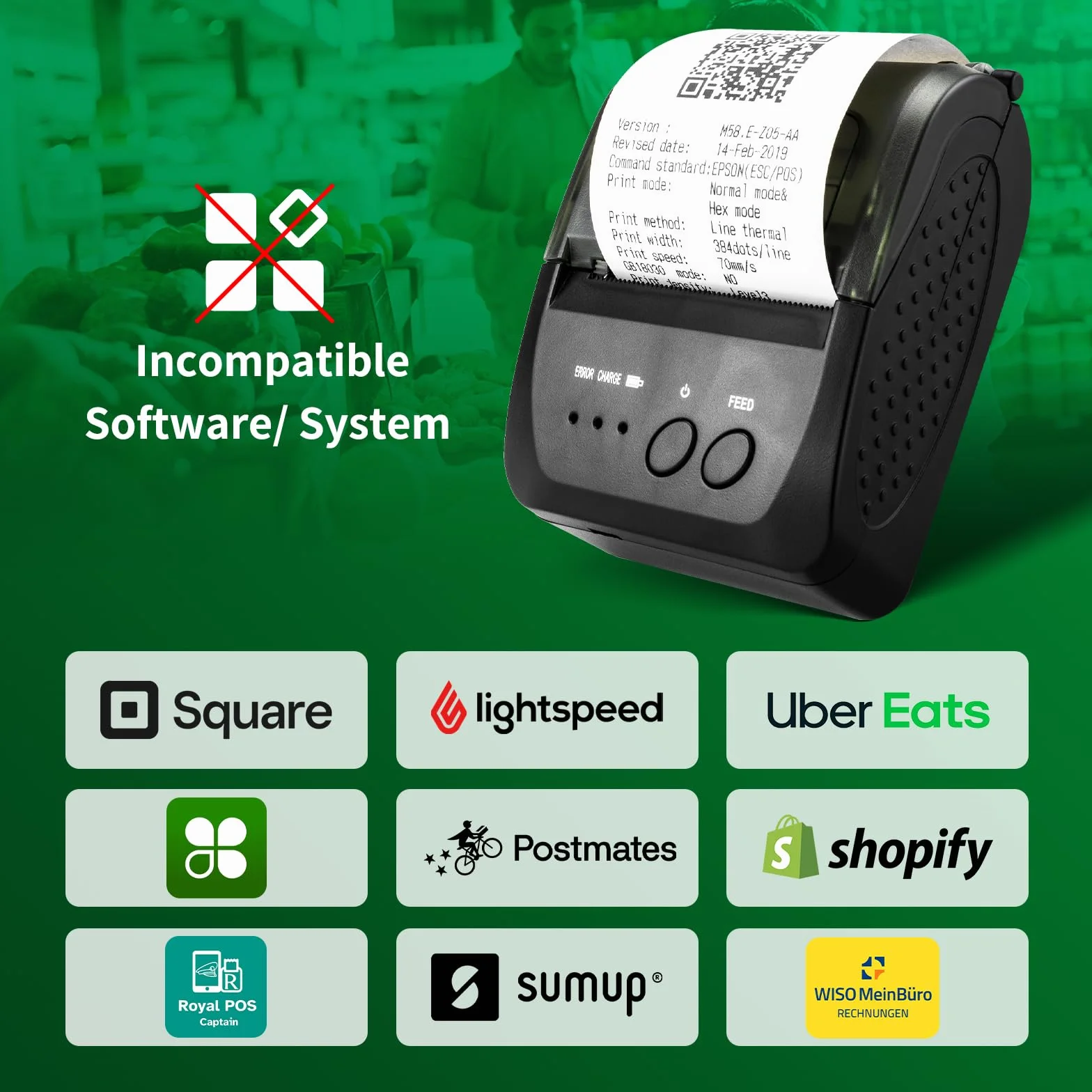 NetumScan Bezprzewodowa termiczna drukarka paragonów Bluetooth 58 mm Mini USB POS kompatybilna z Android/iOS/PC/Windows