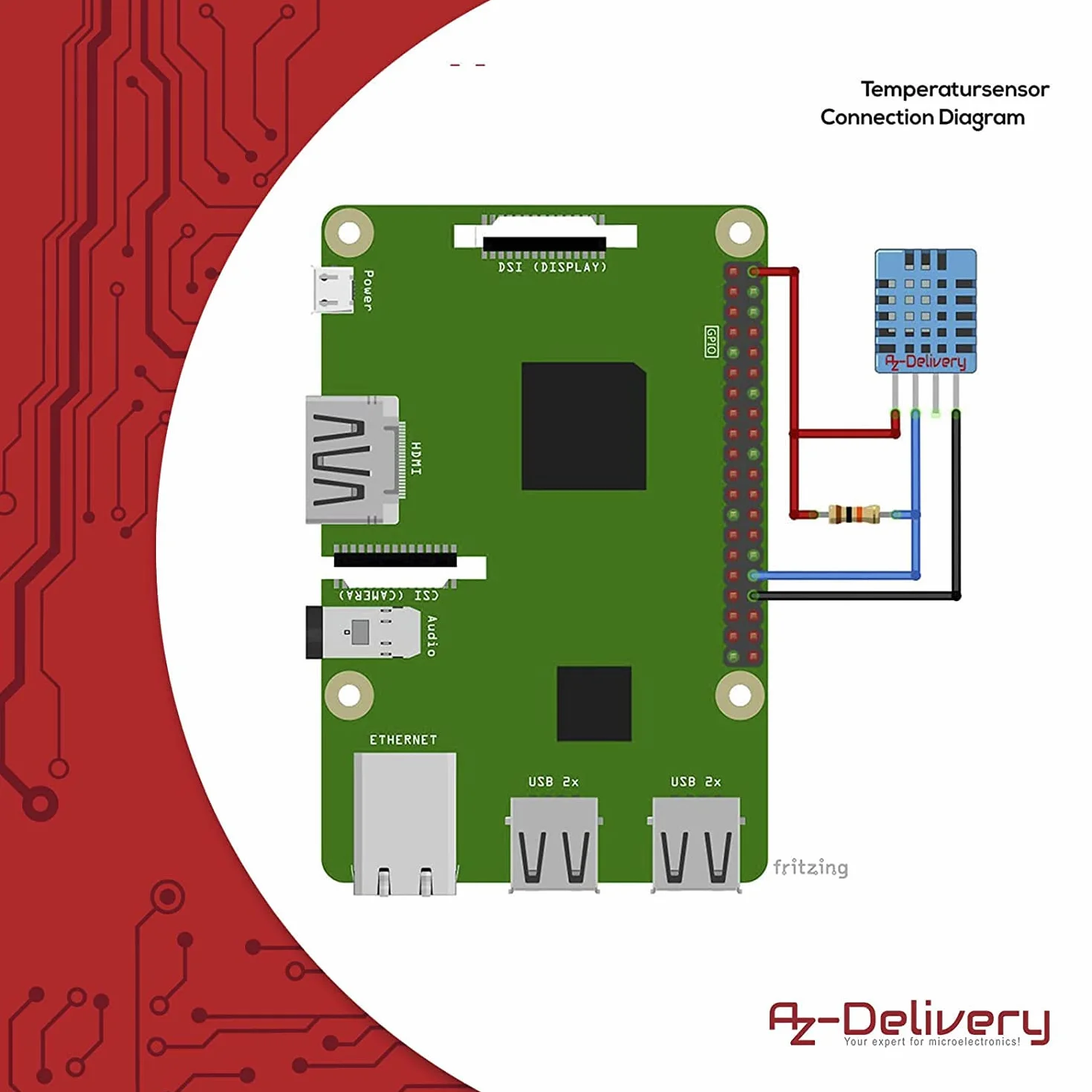 AZDelivery DHT11 czujnik temperatury i wilgotności kompatybilny z Arduino Raspberry Pi eBook
