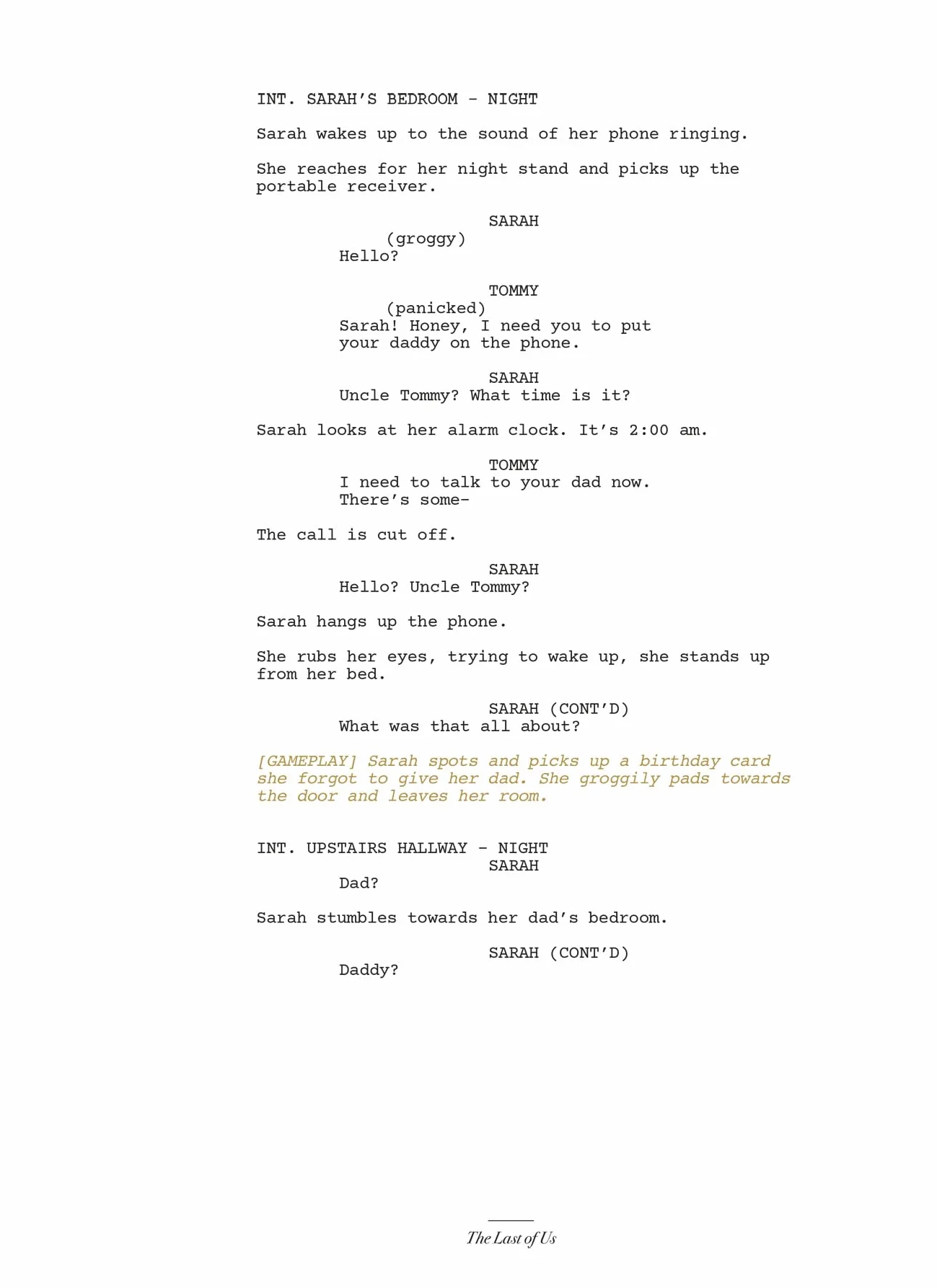 The Last of Us: Part I and Part II Scripts