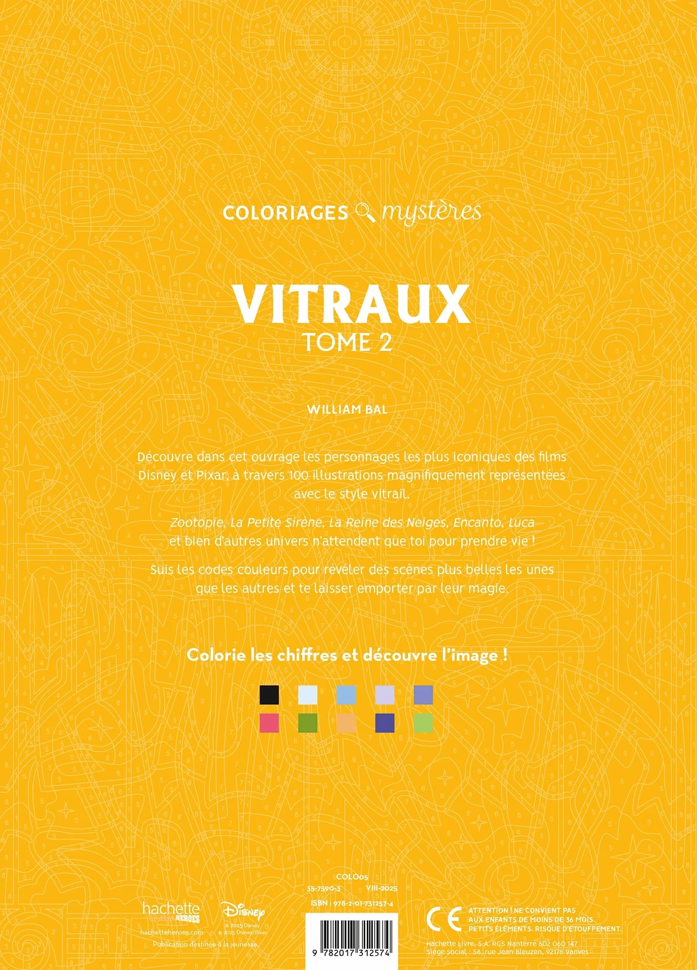 Coloriages mystères Disney - Vitraux Tome 2