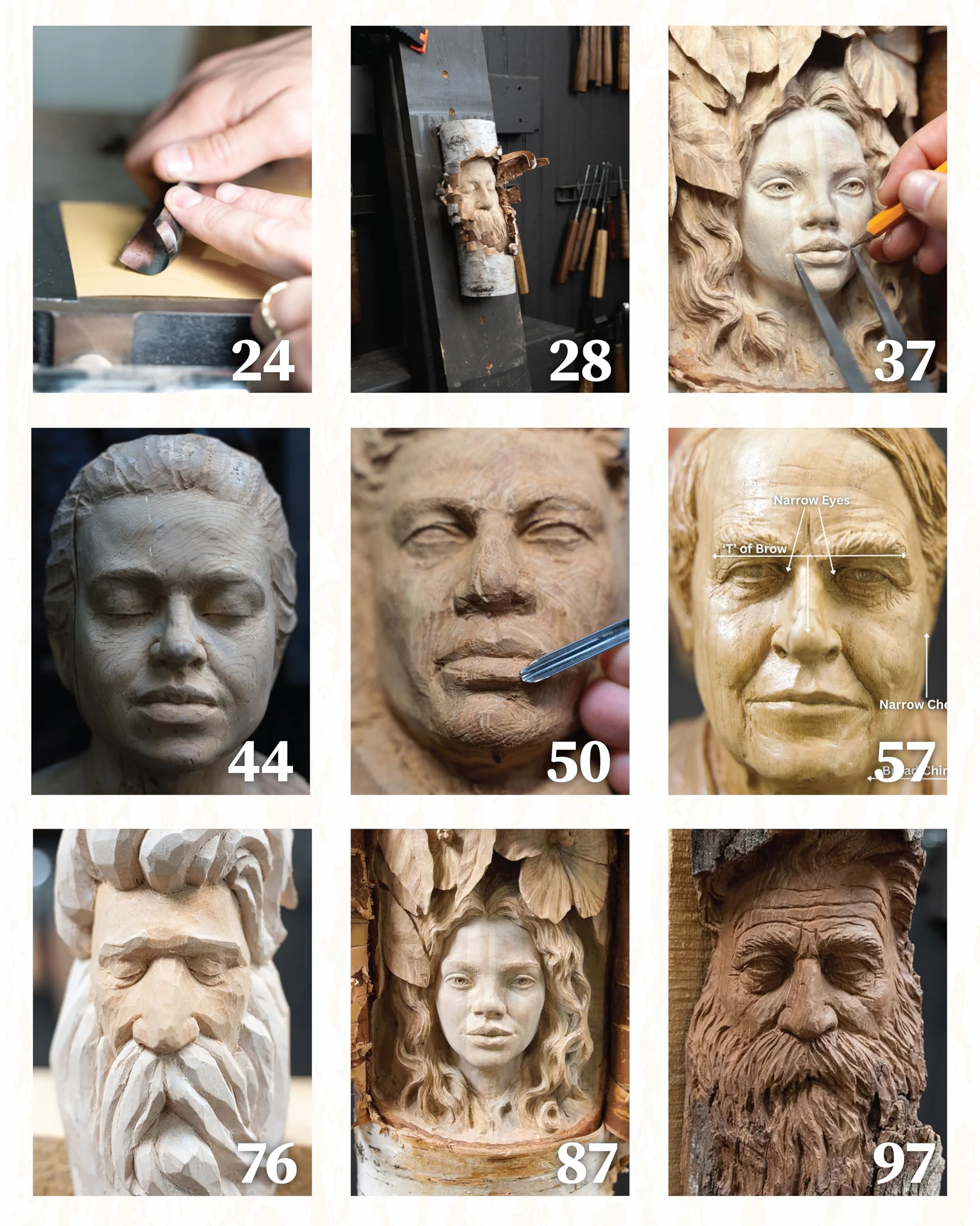 Carving Faces in Wood: Beginner's Guide to Creating Lifelike Eyes, Noses, Mouths, and Hair