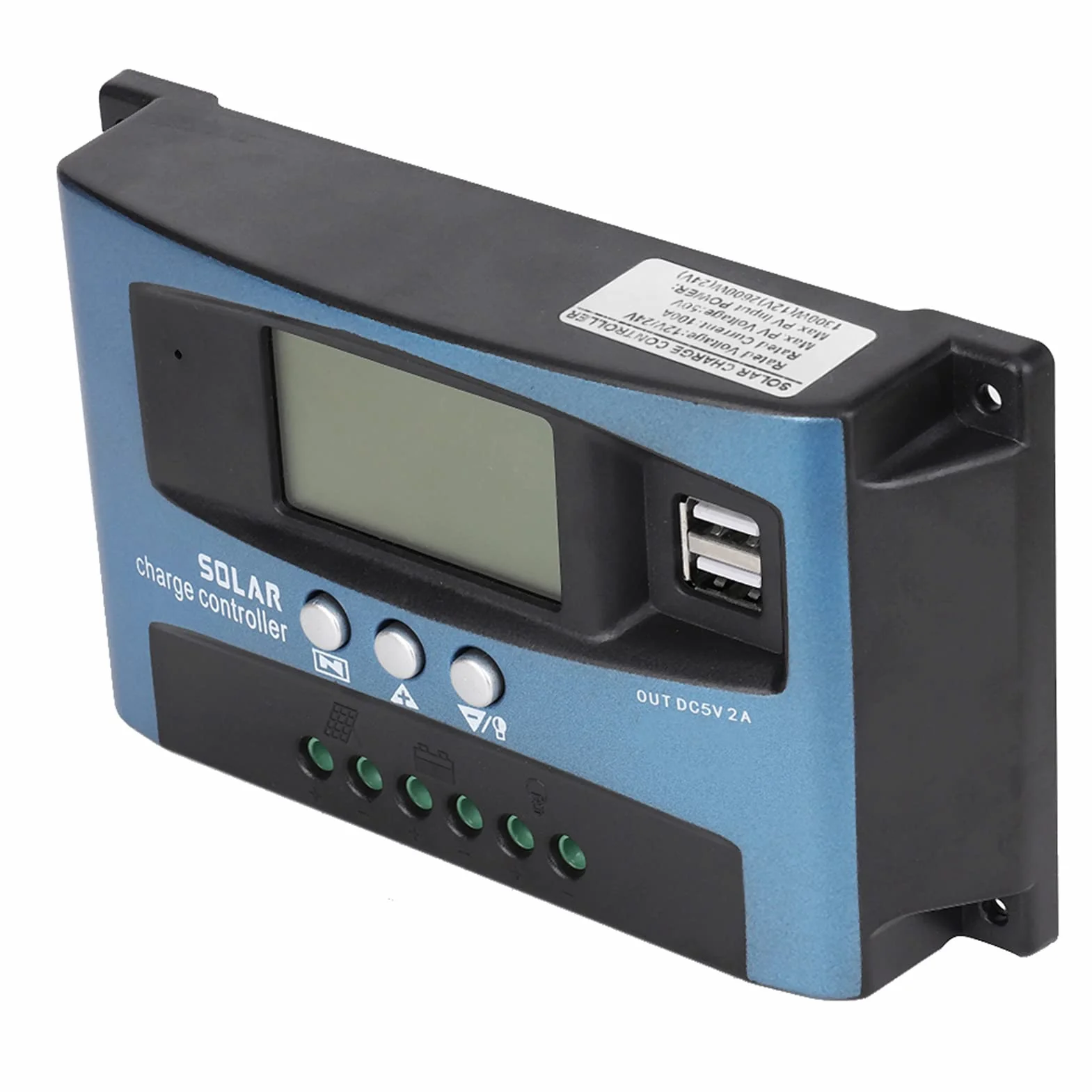 40/50/60/100A MPPT kontroler ładowania słonecznego, Fydun USB 12 V 24 V podwójny kontroler USB automatyczny zasilacz baterii z wyświetlaczem LCD (100A)