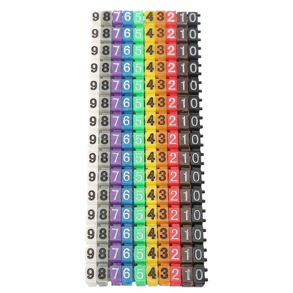 Znacznik kablowy Cyfrowy przewód rurowy 0-9 Kodowany numerycznie klips na plastikowej rurce z etykietą na kabel Kolorowy znacznik kablowy w kształcie litery C Odpowiedni kabel wielokrotny (150 szt. 1,5 mm²)