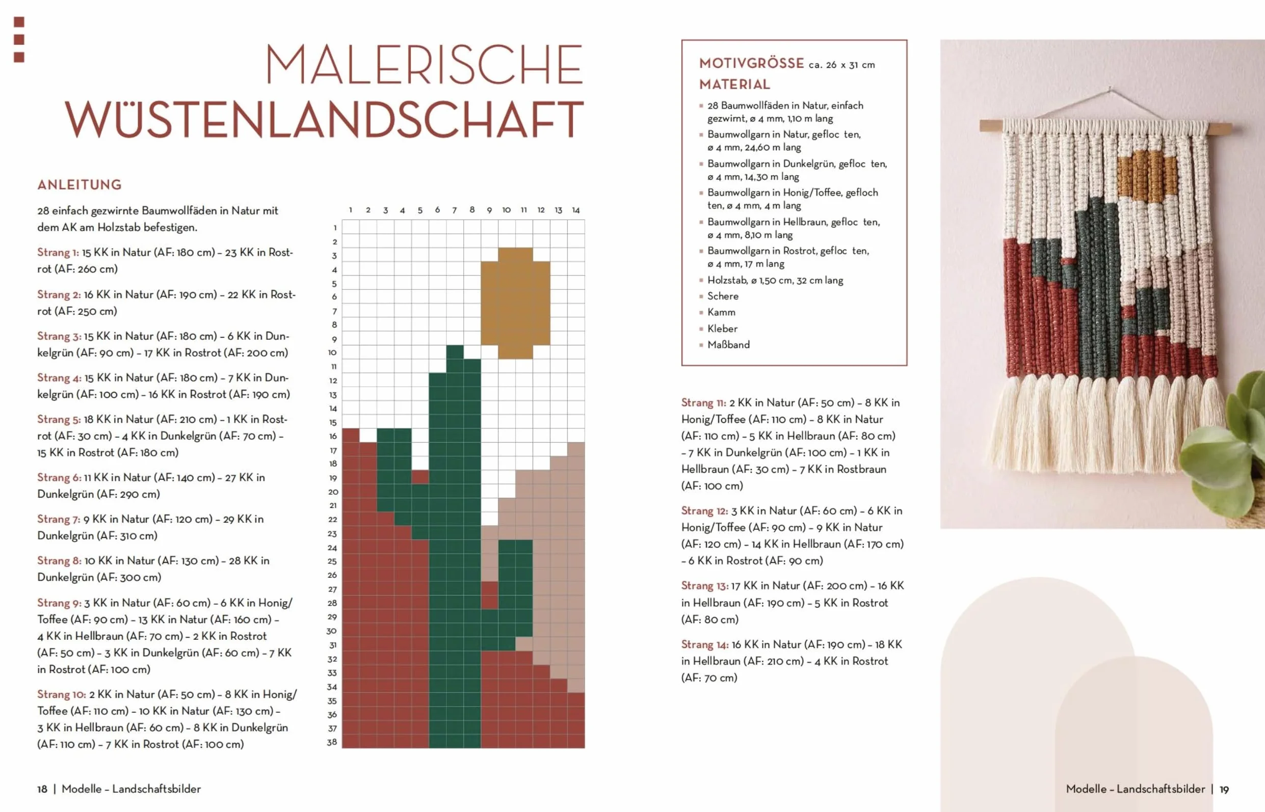 Makramee Wandbilder Kreuzknoten-Design Landschaften Muster Symbole Josephine Kirsch