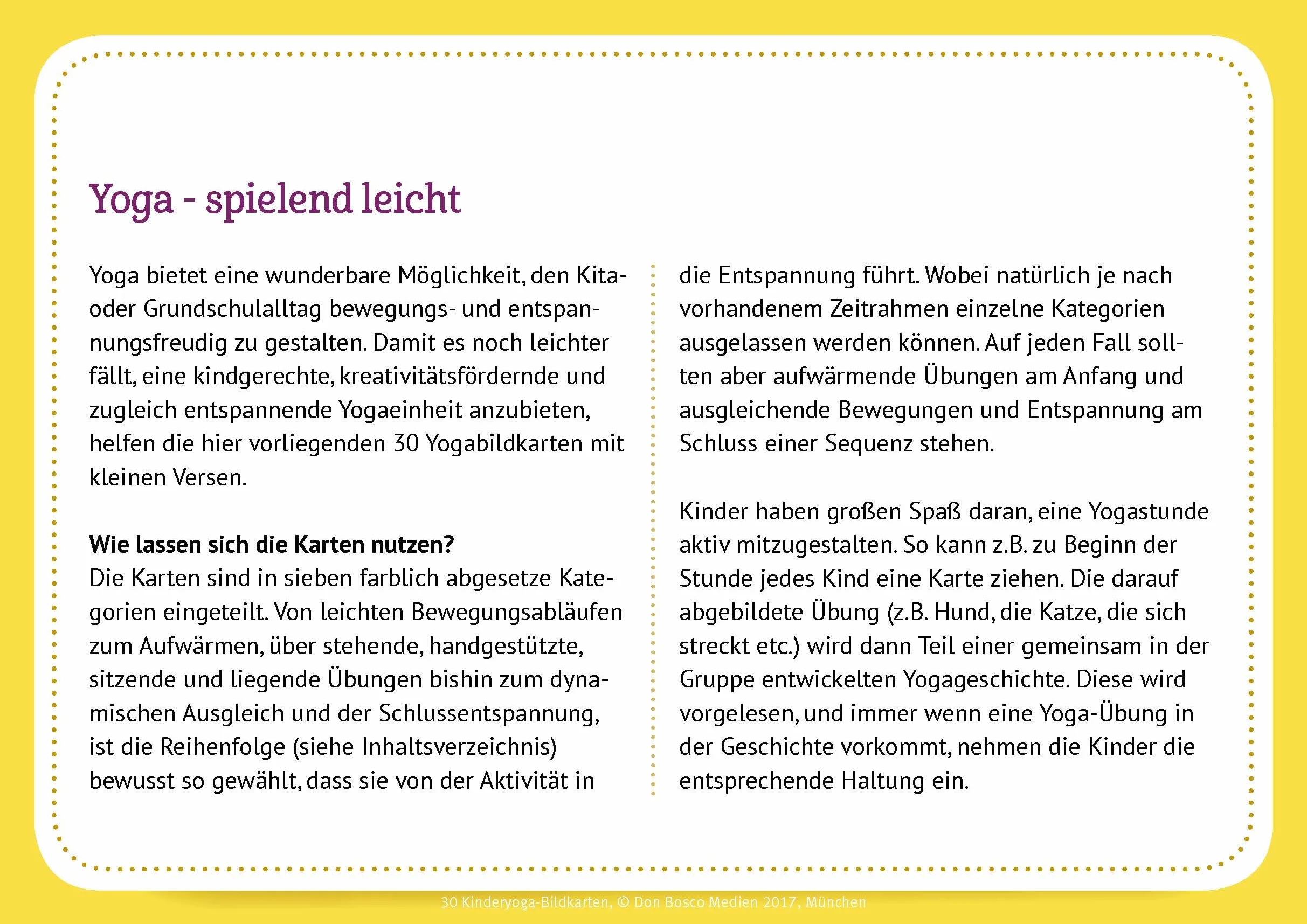 30 Kinderyoga-Bildkarten: Übungen und Reime für kleine Yogis