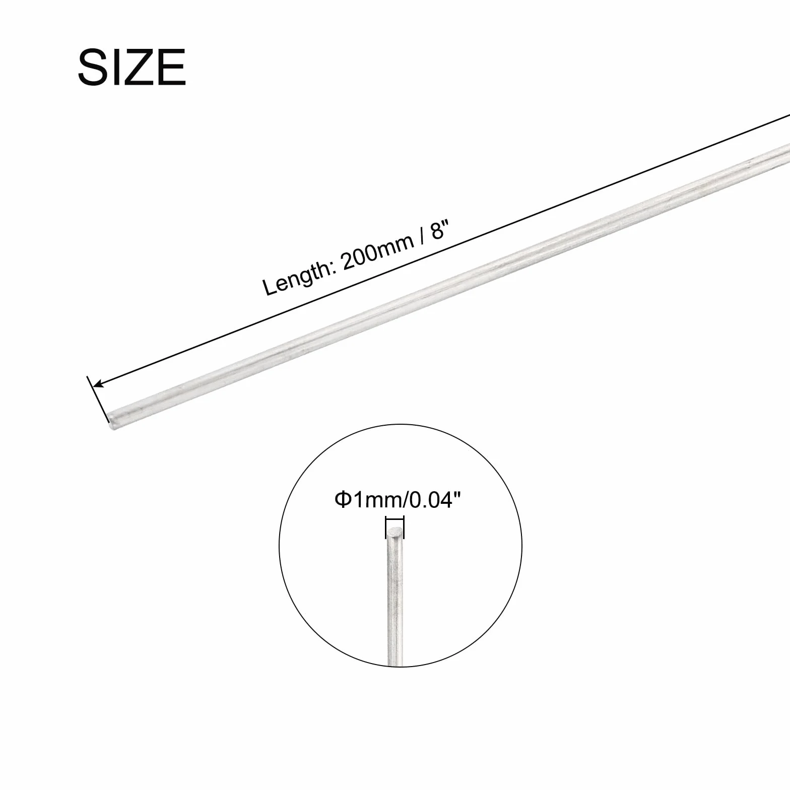 Pręt okrągły ze stali nierdzewnej 1 mm x 200 mm, metalowy drążek tokarski