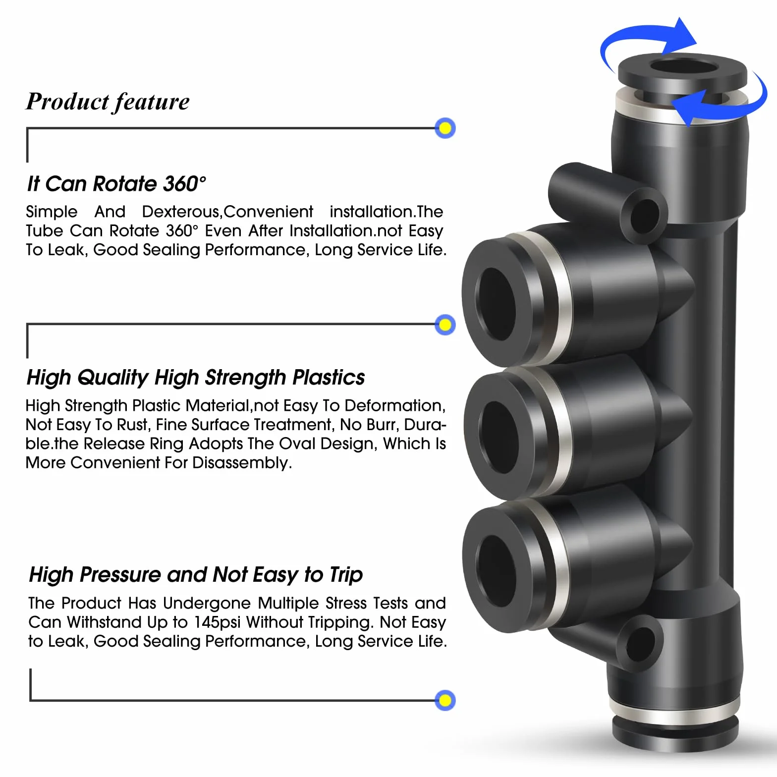 TAILONZ PNEUMATIC 8 mm OD PK-8 5 szt. złączy wciskanych plastikowe szybkozłączki