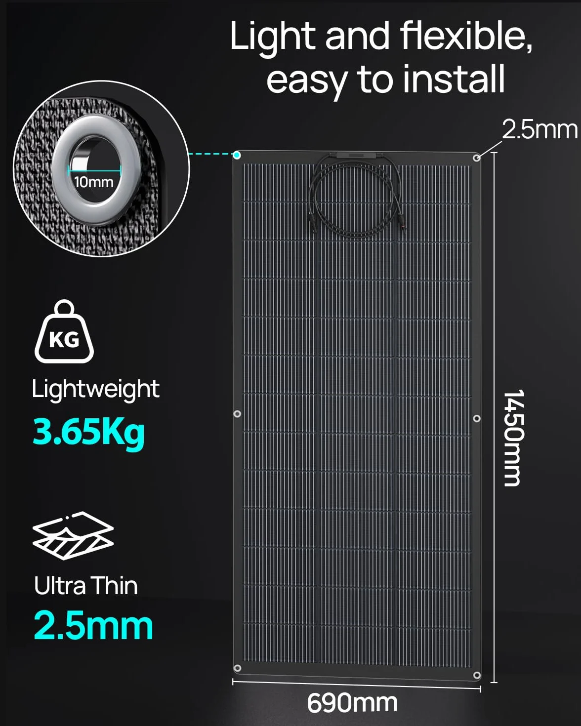 ECO-WORTHY Elastyczny panel słoneczny 200 W ETFE 18BB