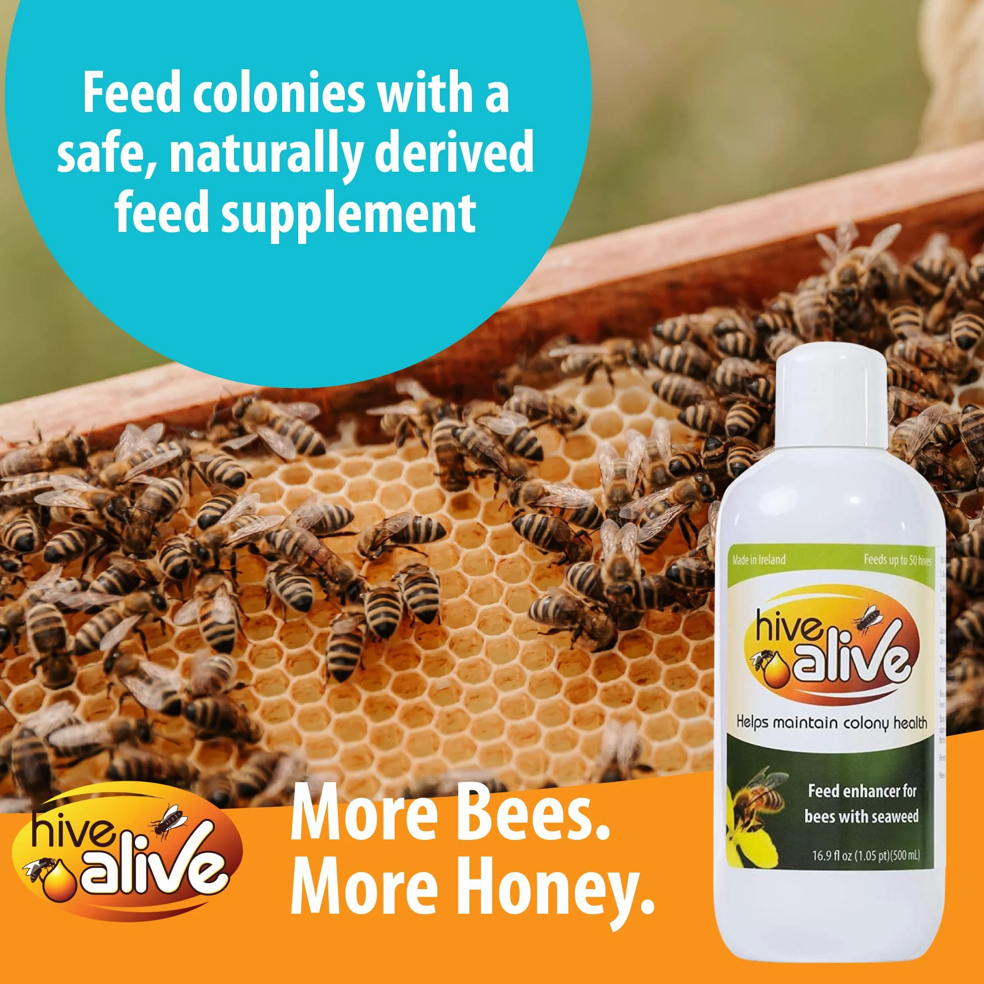HIVE ALIVE Suplement pokarmowy dla pszczół - Wzmacniacz paszy płynnej dla pszczół - pszczelarstwo jesienne wiosenne karmienie - niższa śmiertelność zimowa, poprawa zdrowia kolonii, produkcja miodu