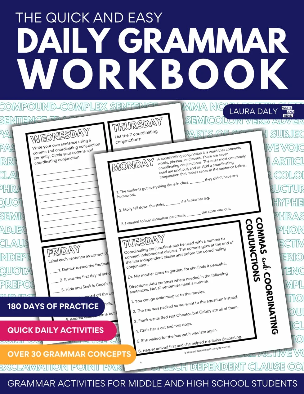 The Quick and Easy Daily Grammar Workbook: Grammar Activities for Middle and High School Students