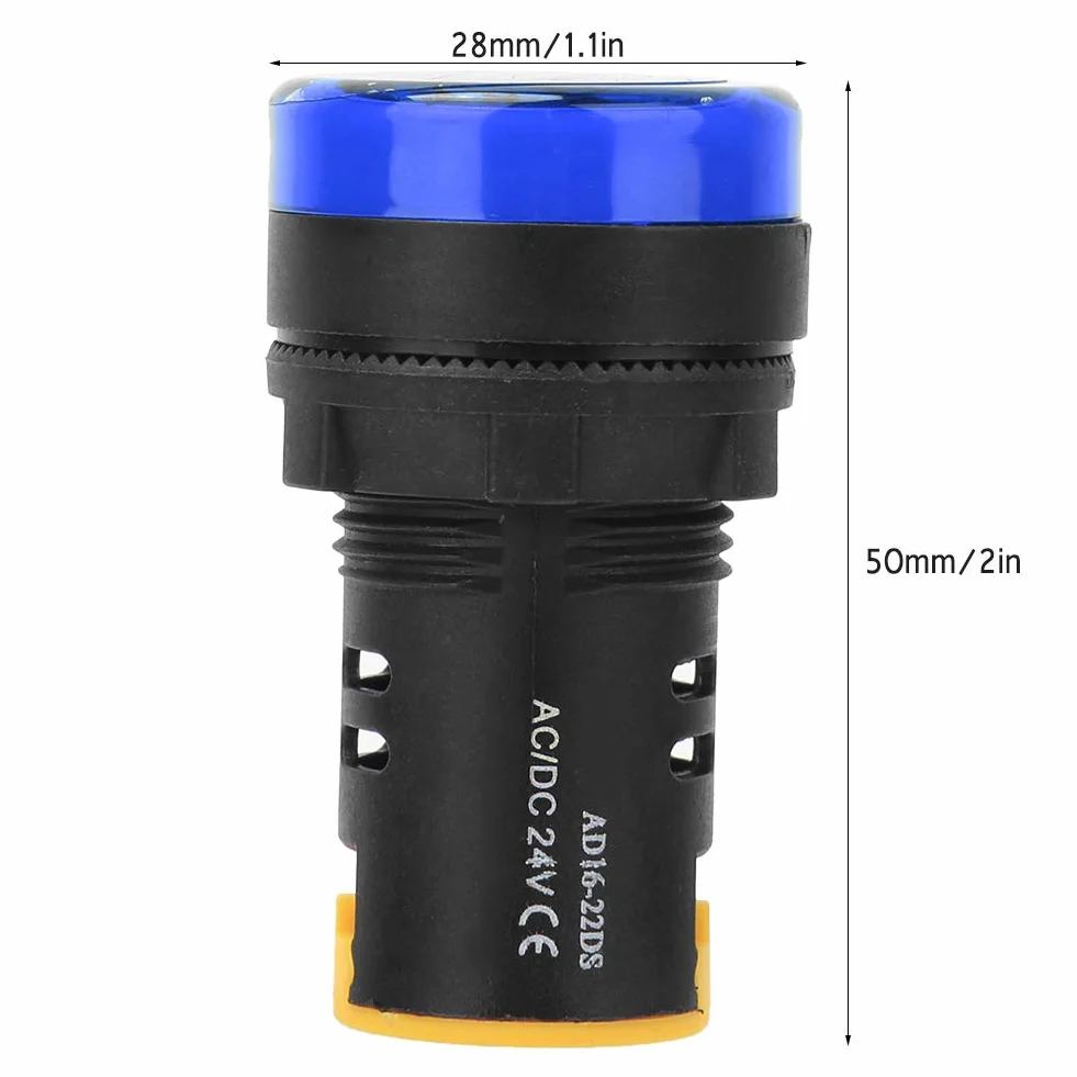Lampka kontrolna zasilania LED, 10 szt. Lampka kontrolna zasilania LED Berm Półprzewodnikowa lampa energooszczędna φ22mm 24V AD16-22D/S(blue)